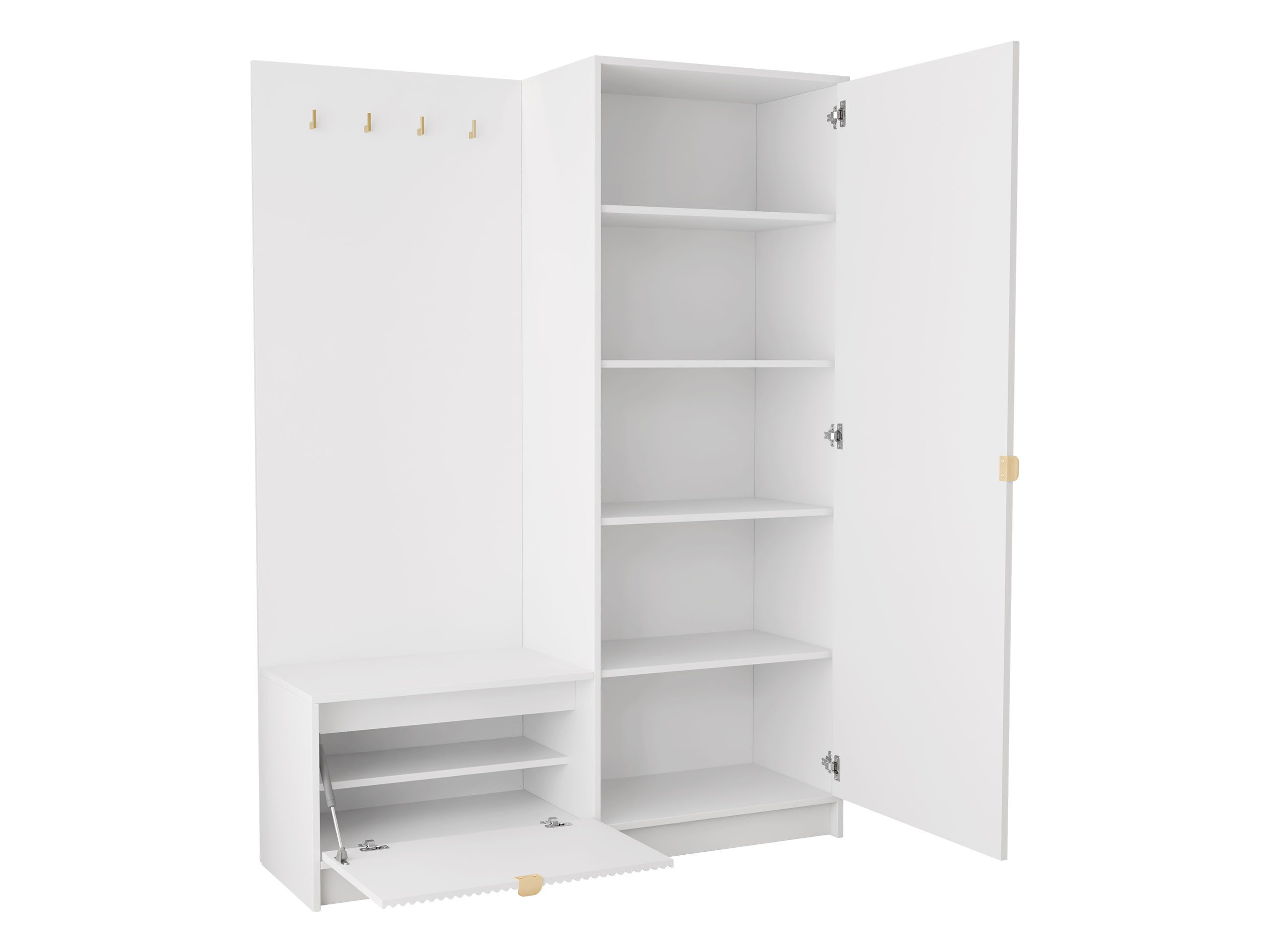 MIRJAN24 Garderoben-Set Tireno, (mit Drehtür und Klappe), 120x40x180 cm, Enthält 4 Kleiderhaken