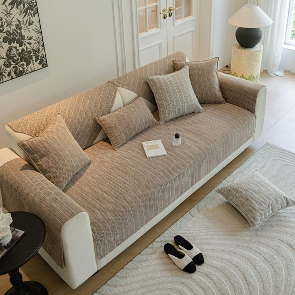 NUODWELL Sofabezug Chenille Sofabezug 1 2 3 4 Sitzer, rutschfest L Form Eck günstig online kaufen