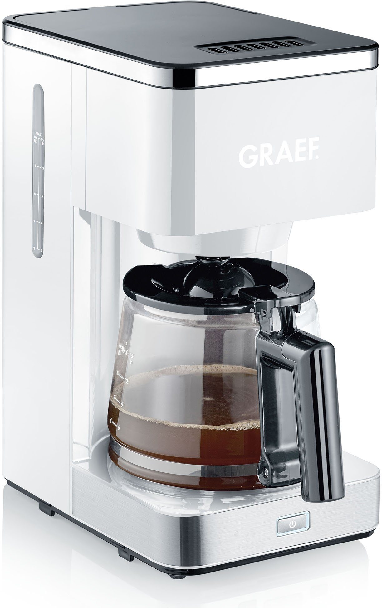 Kaffeekanne, mit Filterkaffeemaschine 1,25l weiß FK Graef Glaskanne, 401, 1x4, Papierfilter