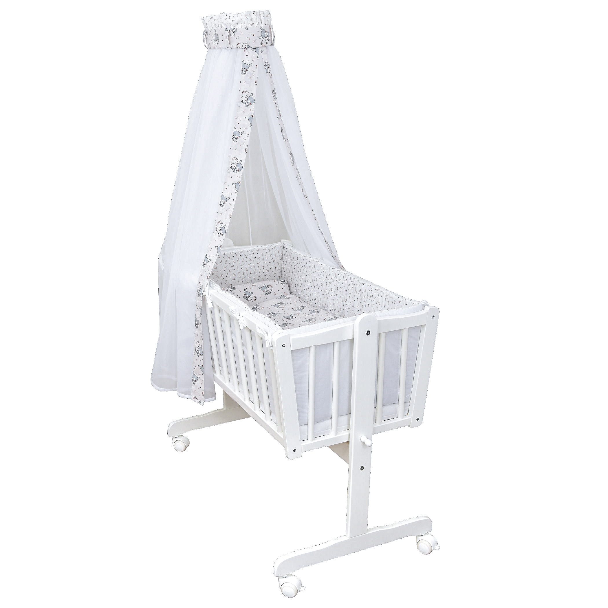 Baby-Delux Babybettwäsche Baby Wiegenset, Textilien, 6 teilig, Wiegenset 6-tlg. für Babywiege 90x40 (ohne Wiege) verschiedene Designs