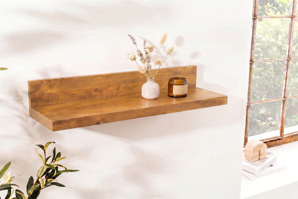 riess-ambiente Wandregal MAKASSAR 80cm braun - Mango-Massivholz, Ablage, honey finish, handmade, Einzelartikel 1-tlg., Natürliches Dekoboard - ideal für Wohn- und Schlafzimmer oder Flur