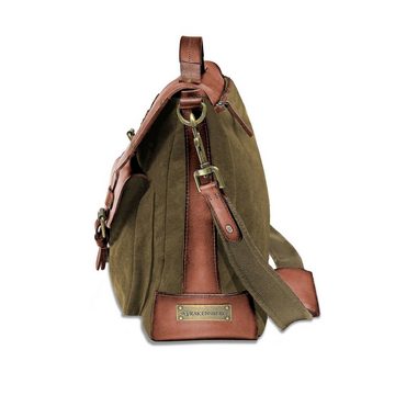 DRAKENSBERG Umhängetasche Aktentasche »Milo« Grün, Herren Schultertasche mit 15" Laptopfach im Vintage-Design aus Canvas