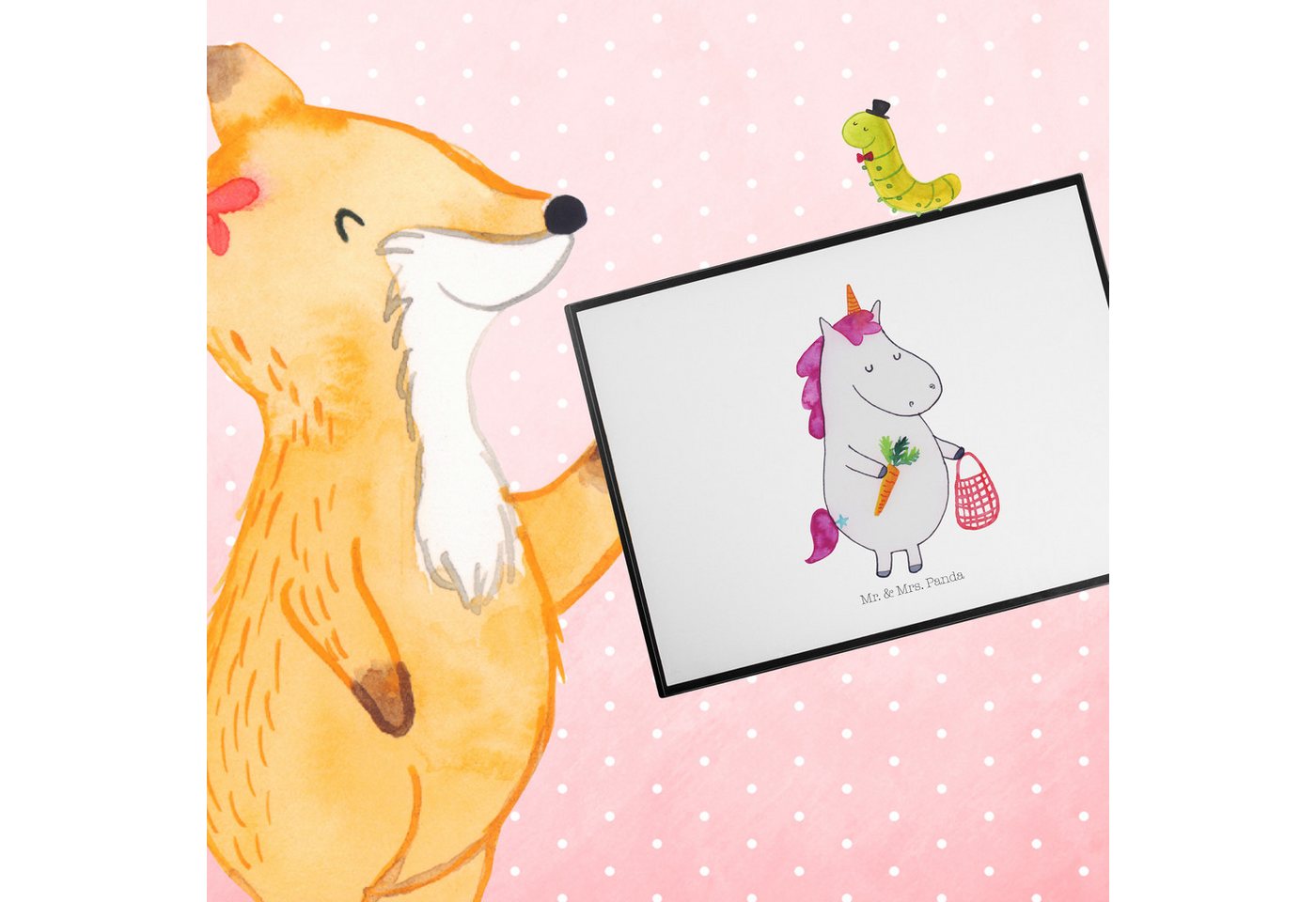 Thumbnail - Mr. & Mrs. Panda Schreibtischunterlage Einhorn Vegan - Weiß - Geschenk, Bürobedarf, Schreibunterlage, Schrei, (Packung, ...