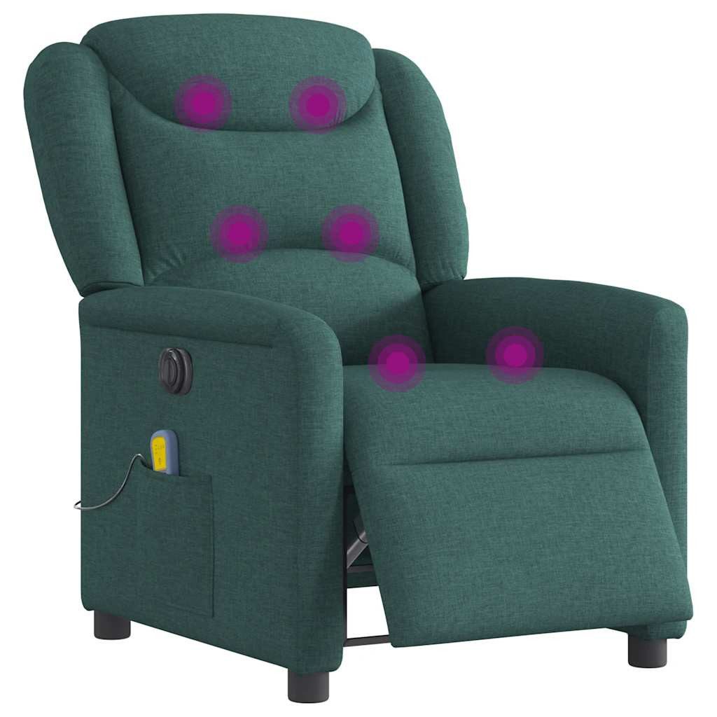 vidaXL Sessel Massagesessel Elektrisch Dunkelgrün Stoff günstig online kaufen