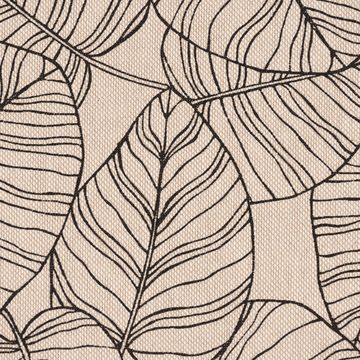 SCHÖNER LEBEN. Stoff Dekostoff Leinenlook Bush Leaf Blätter abstrakt natur schwarz 1,40m, pflegeleicht