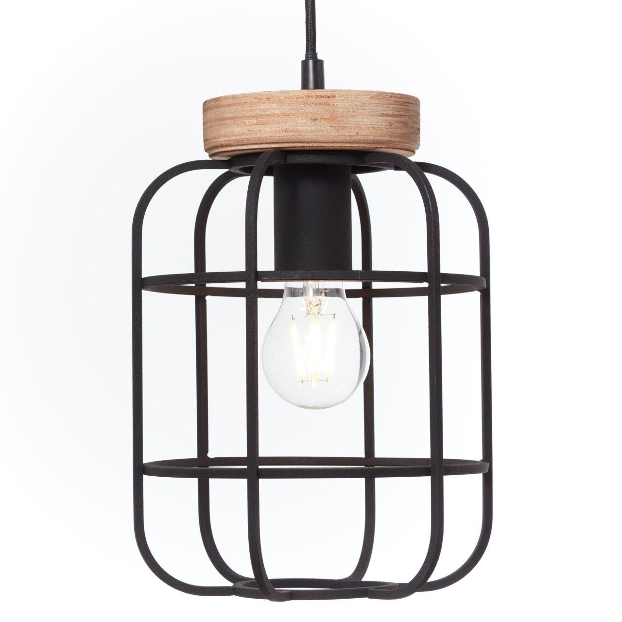 Brilliant Pendelleuchte Gwen, ohne Leuchtmittel, 142 cm Höhe, 100 cm Breite, 3 x E27, antik holz/schwarz korund
