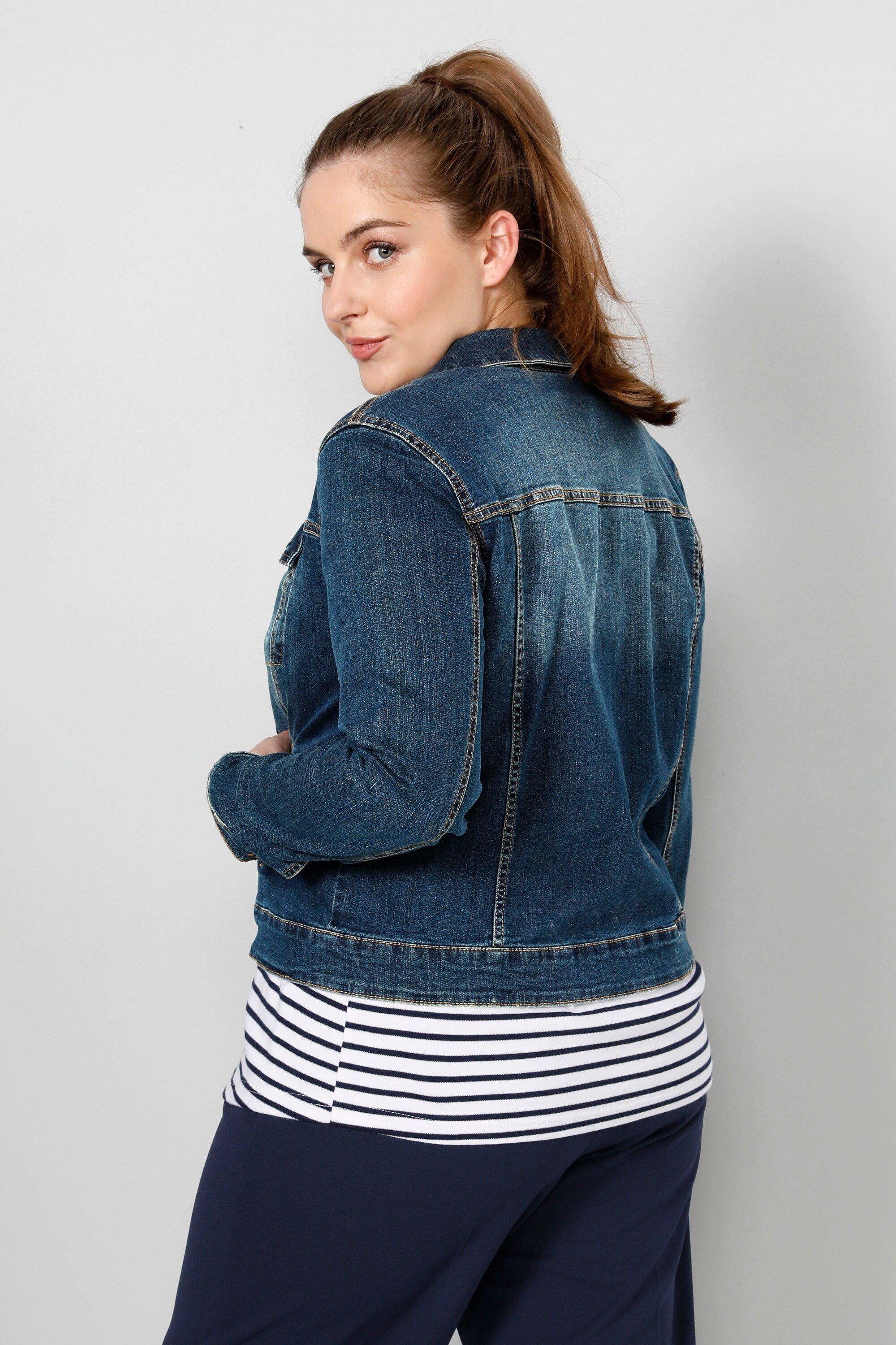 Dollywood Regular-fit-Jeans Jeansjacke Hemdkragen Knopfleiste langer günstig online kaufen