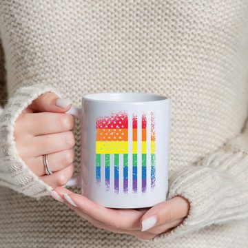 Youth Designz Tasse Amerika Flagge Pride Kaffeetasse Geschenk, Keramik, mit modischem Print