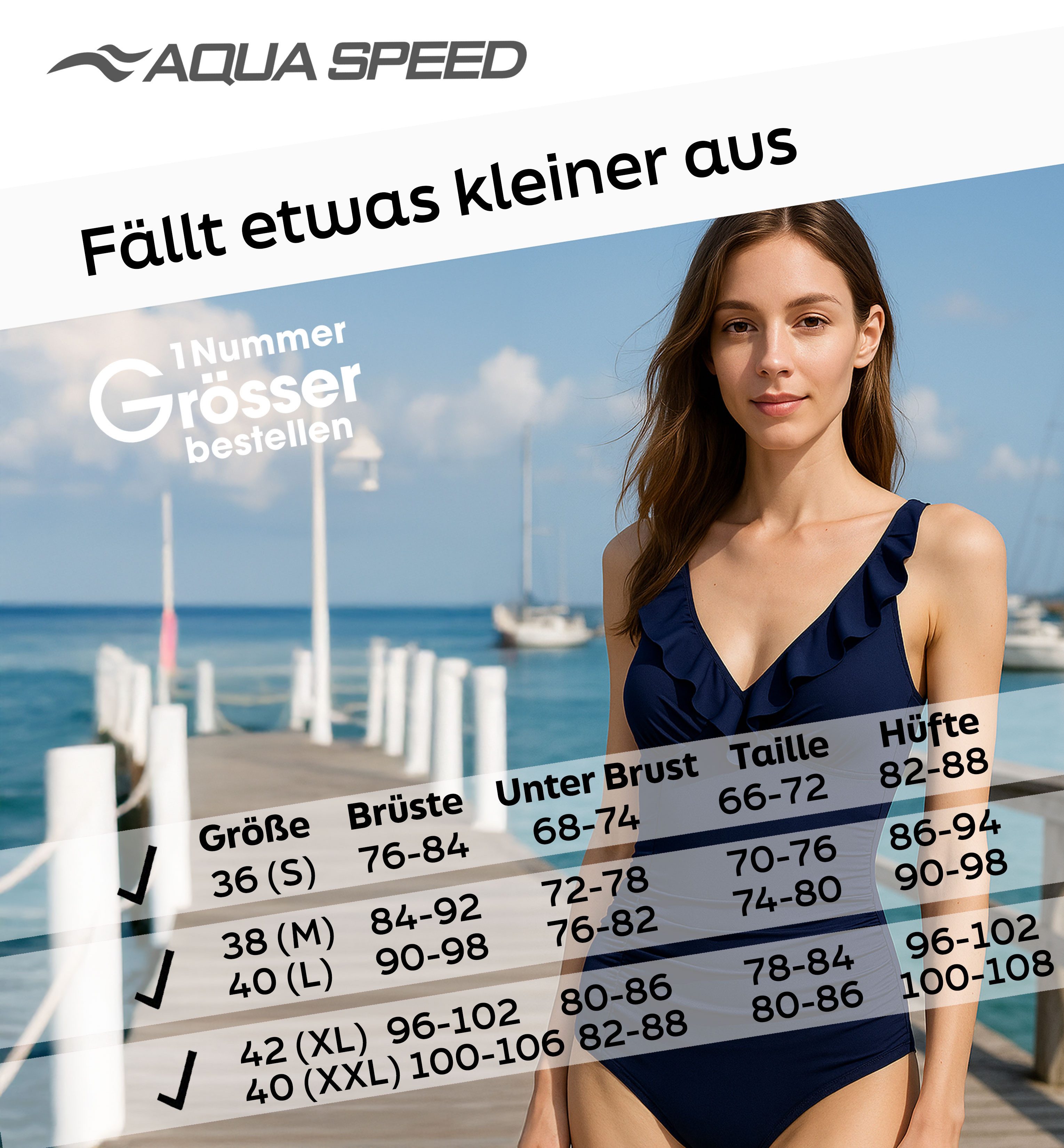 Aqua Speed Badeanzug Figur schmeichelnder Lydia Badeanzug mit kl. Handtuch (elegante Farben und jugendliches Design) – Bild 5 von 5