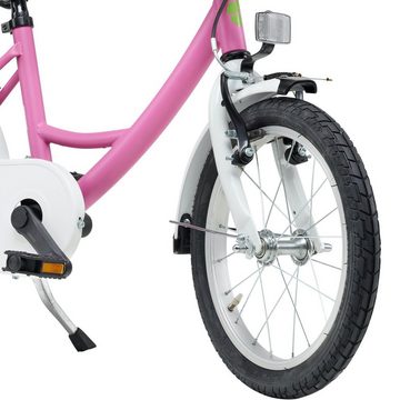 Bachtenkirch Kinderfahrrad 16 Zoll Matt Pink Fahrrad ab 4 Jahre, Rücktritt, Ständer, Korb