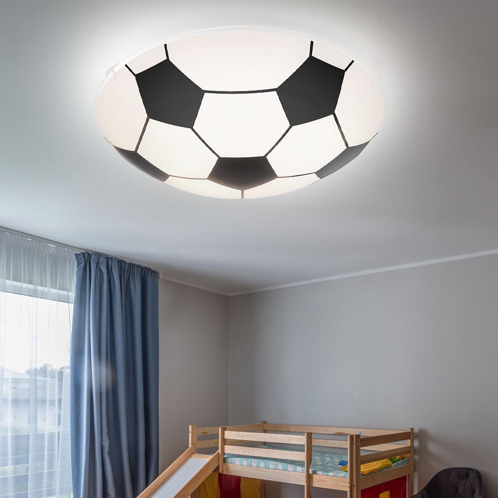 satiniert Decken Wand Dekolicht, etc-shop Fußball Warmweiß, Glas inklusive, Lampe im Leuchte Kinderzimmer Leuchtmittel