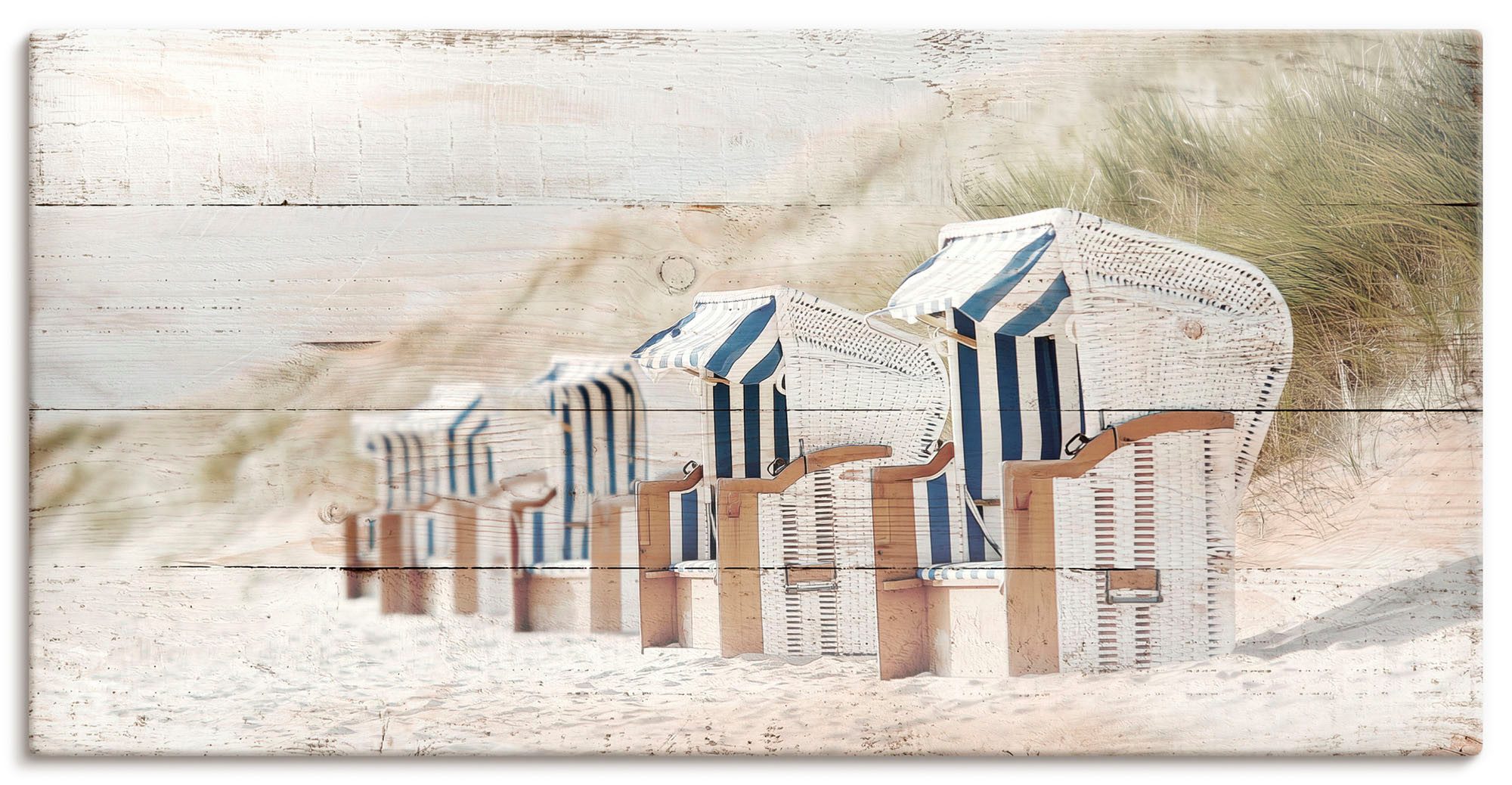 OTTO home Leinwandbild Strandkörbe in Holzoptik, Strandbilder (1 St)