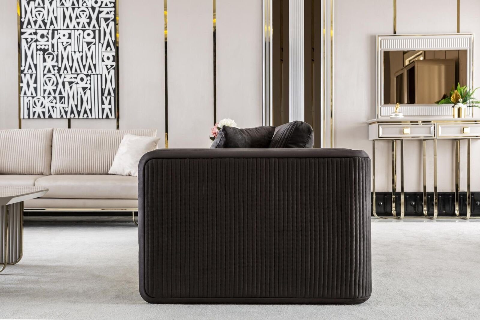 Made Couchen Dreisitzer JVmoebel Sofa Luxus Couch in Sofa Textil, Möbel Sofas Europe Metall