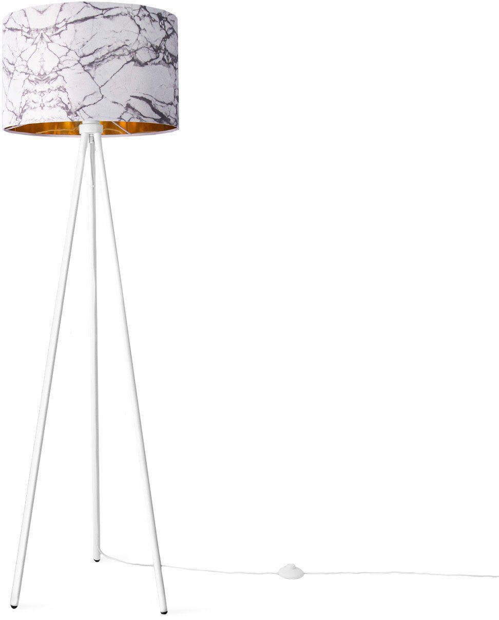 Paco Home Stehlampe Trina Stein Marmor Schlafzimmer E27 Kraft, ohne Weiß Leuchtmittel, Design Standleuchte Grau