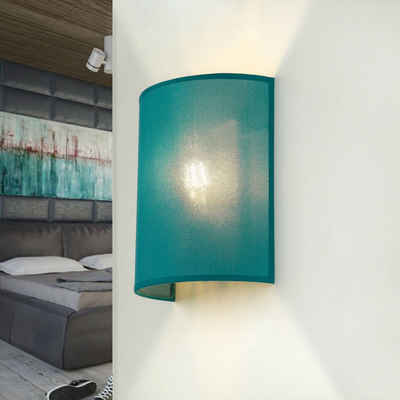 Licht-Erlebnisse Wandleuchte »ALICE«, ohne Leuchtmittel, Wandlampe Stoffschirm Petrol halbrund Loft Design Wohnzimmer Lampe
