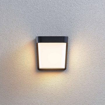 Lindby LED Außen-Wandleuchte Adenike, LED-Leuchtmittel fest verbaut, warmweiß, Modern, Polycarbonat, ABS, dunkelgrau (RAL 7024), weiß, 1 flammig