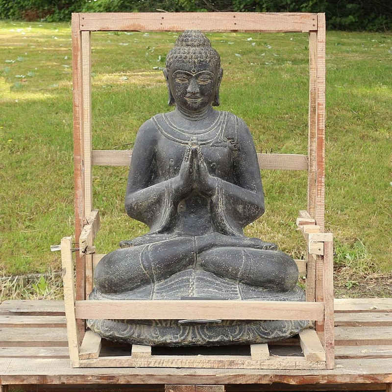 Oriental Galerie Dekofigur »Buddha Figur sitzed Garten Steinfigur Greetings 80 cm« (1 St), traditionelle Herstellung in Handarbeit im Ursprungsland