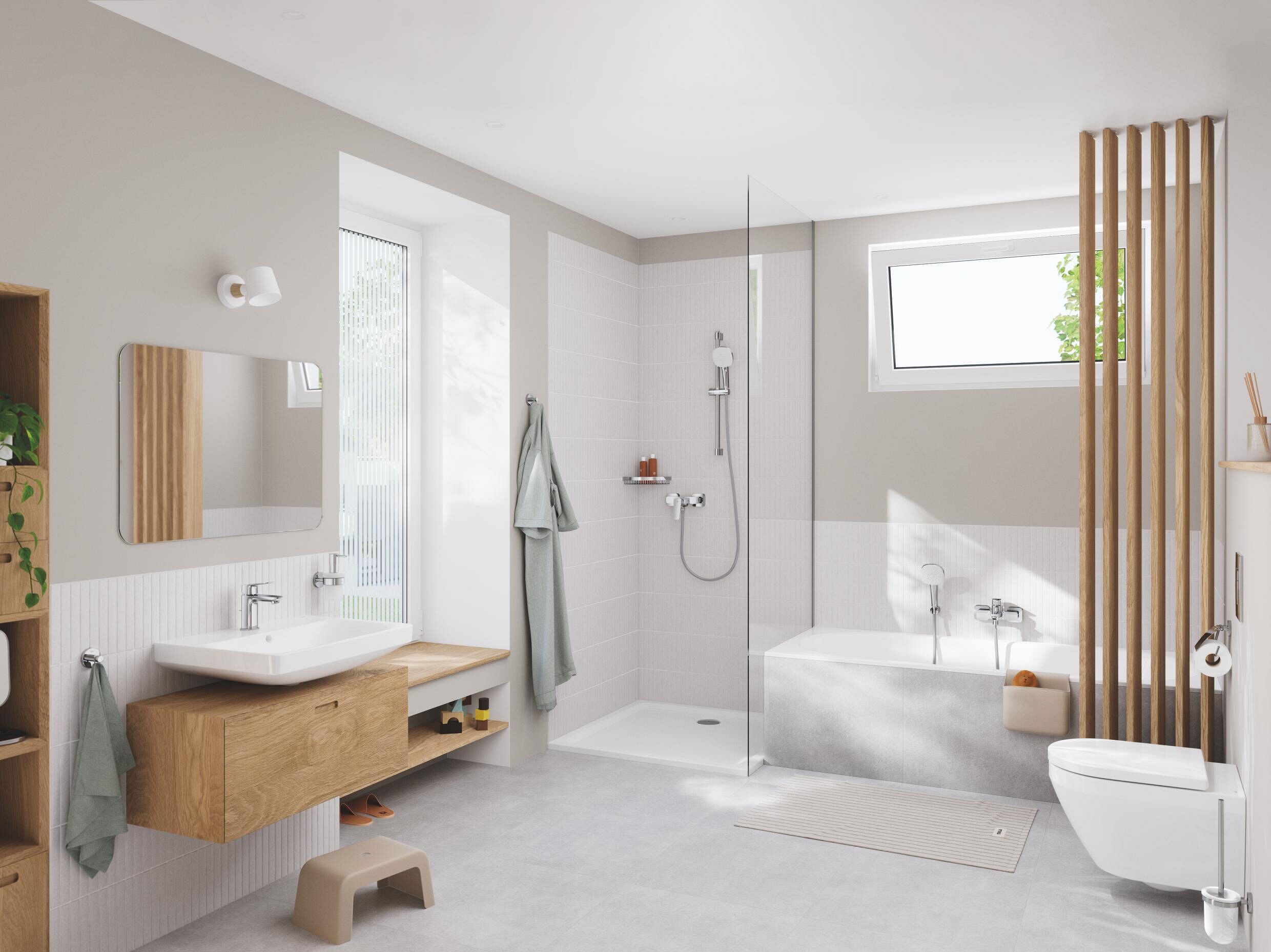 Grohe Handbrause, Tempesta Cube 110 Wandhalterset mit 3 Strahlarten - Chrom