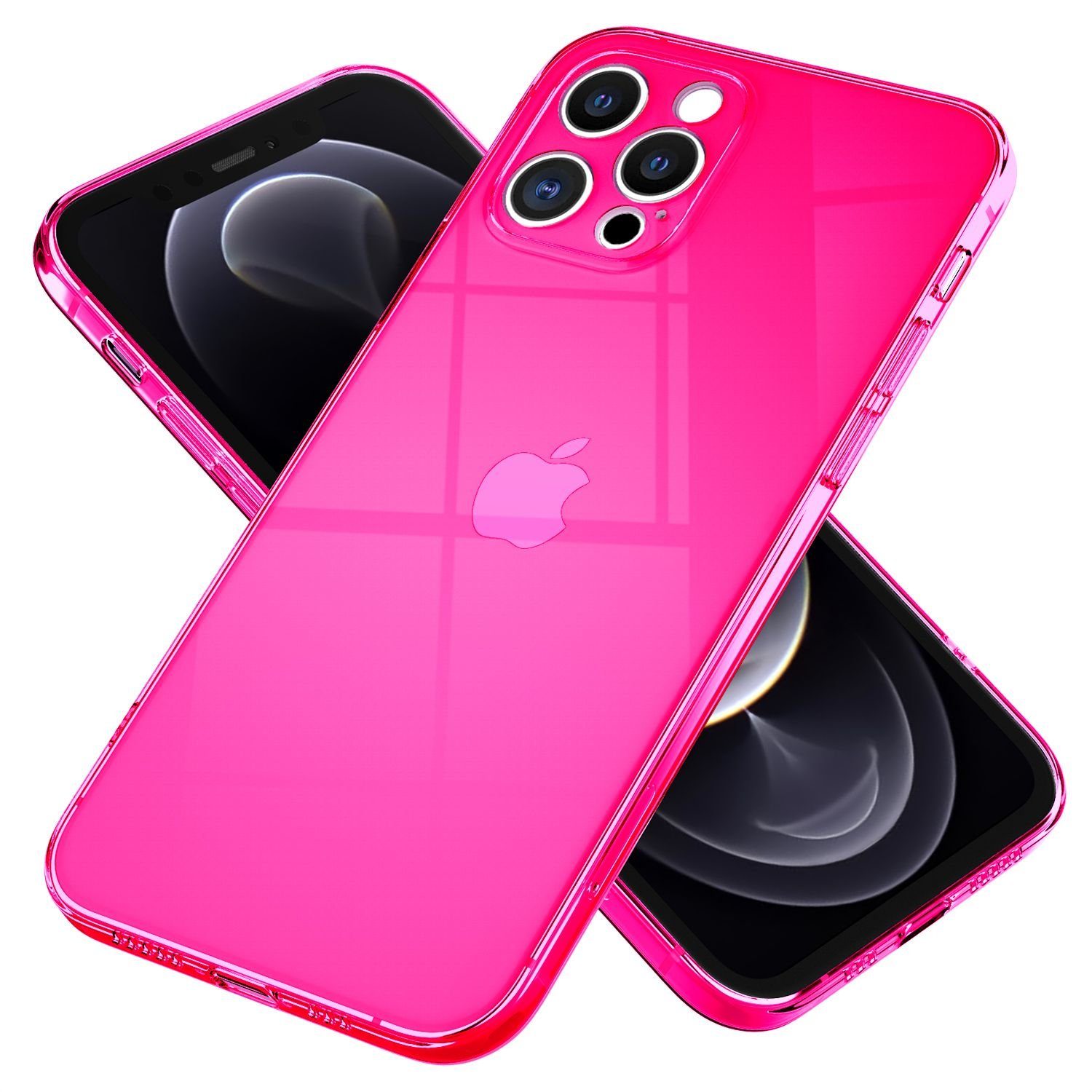 Nalia Smartphone-Hülle Apple iPhone 13 Pro 15,5 cm (6,1 Zoll), Klare Neon Silikon Hülle / Bunt Leuchtend / Durchsichtig / Flexibel