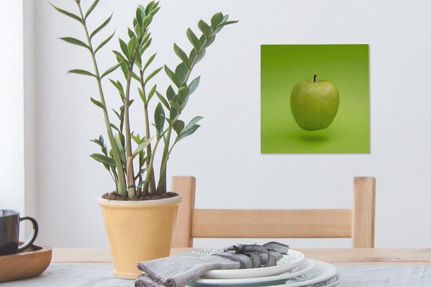 OneMillionCanvasses® Leinwandbild Apfel - Grün für Wohnzimmer Bilder St), (1 Obst, Leinwand Schlafzimmer 