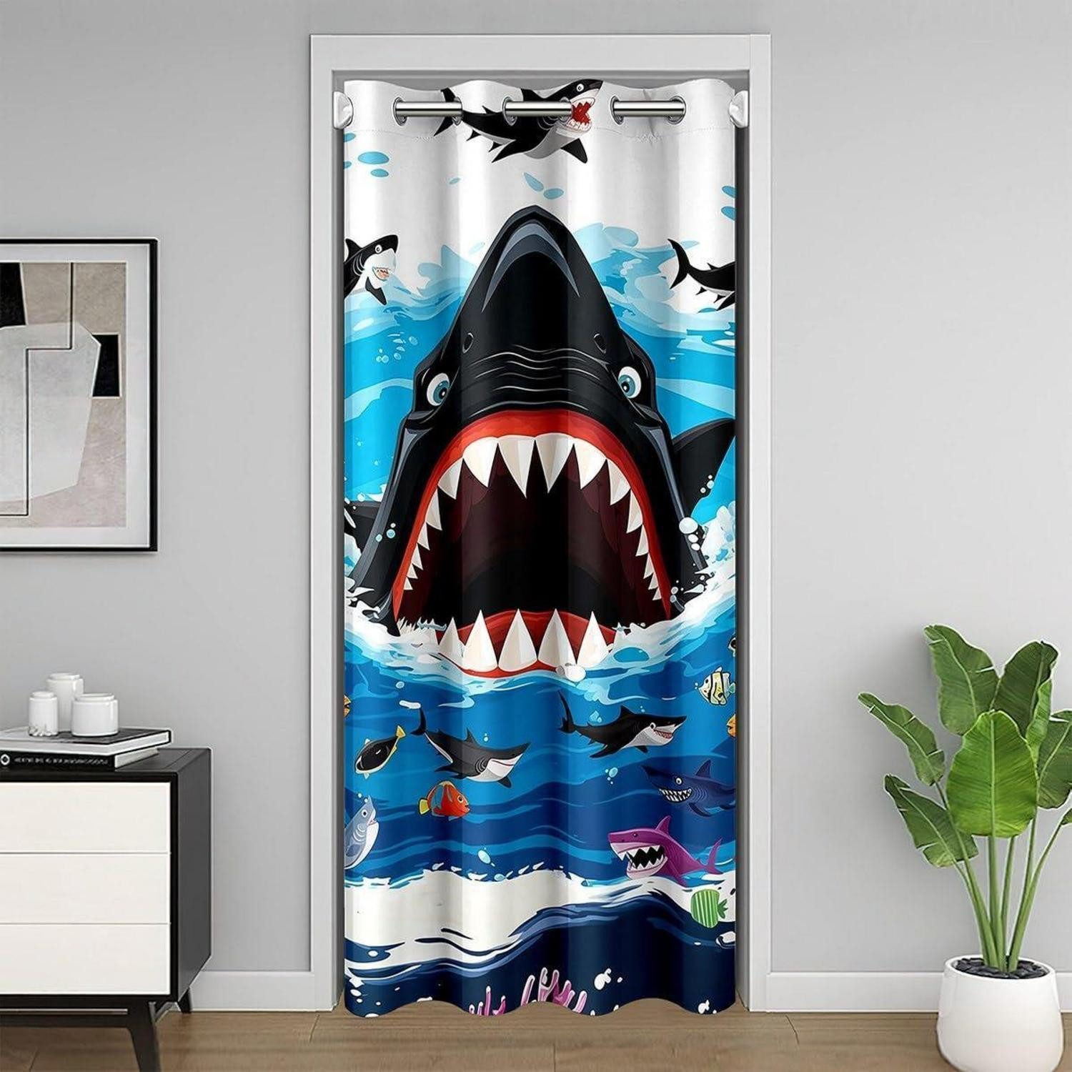LuxusKollektion Türvorhang Türvorhang Hai 86x203cm blau-weiß-schwarz (1 St)