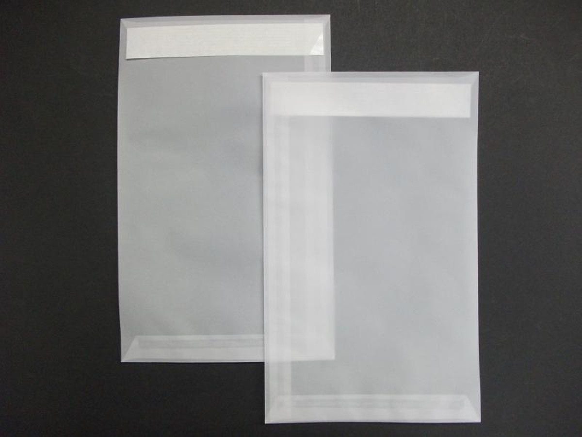 Blanke Briefhüllen Versandtasche Versandtaschen 195x317mm 110g/qm haftklebend VE=100 Stück transparent.