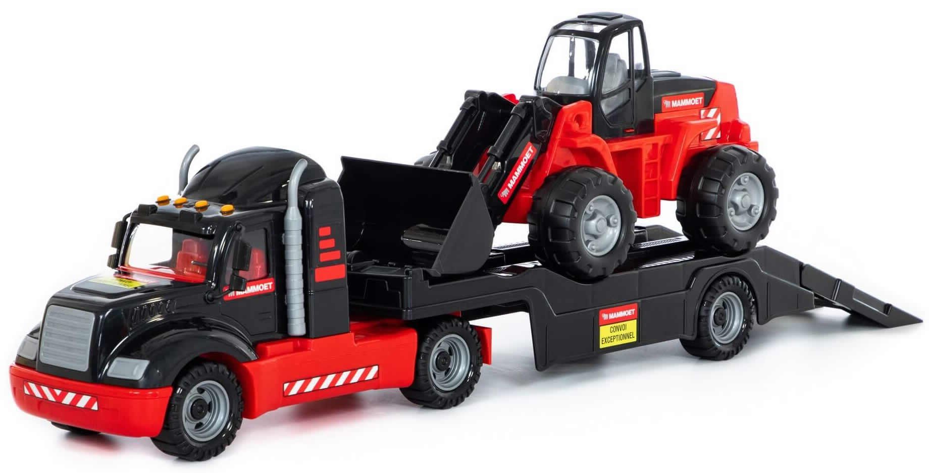 Polesie Spielzeug-LKW MAMMOET Tieflader LKW mit Schaufellader Radlader Baustellen Fahrzeug