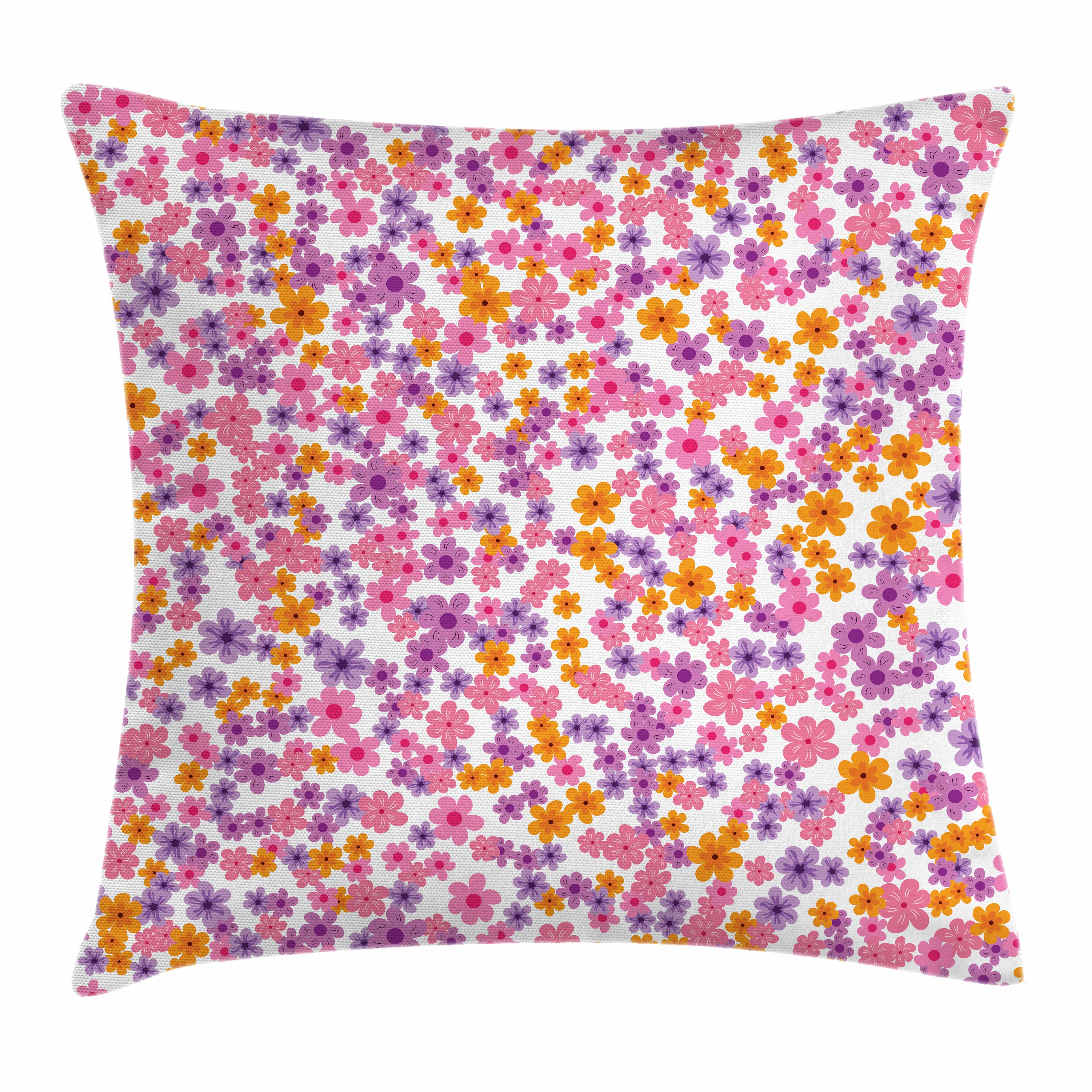 Kissenbezüge Waschbar mit Reißverschluss Kissenhülle mit Farbfesten Klaren Farben Beidseitiger Druck, Abakuhaus (1 Stück), Blumen Wiese der Frühlings-Gänseblümchen