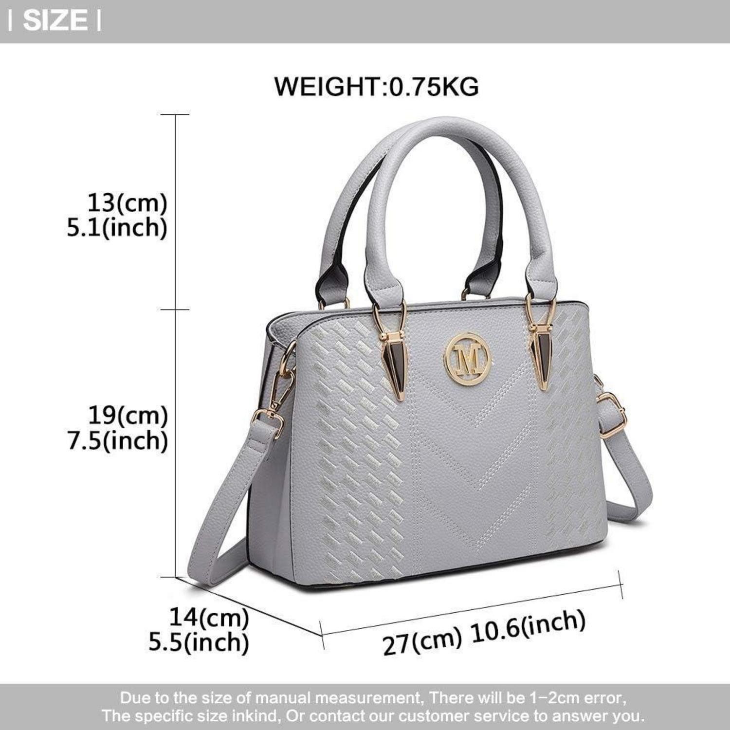 LuxusKollektion Henkeltasche Damen Handtasche Mittelgroß Lychee Muster Kunstleder Hellgrau