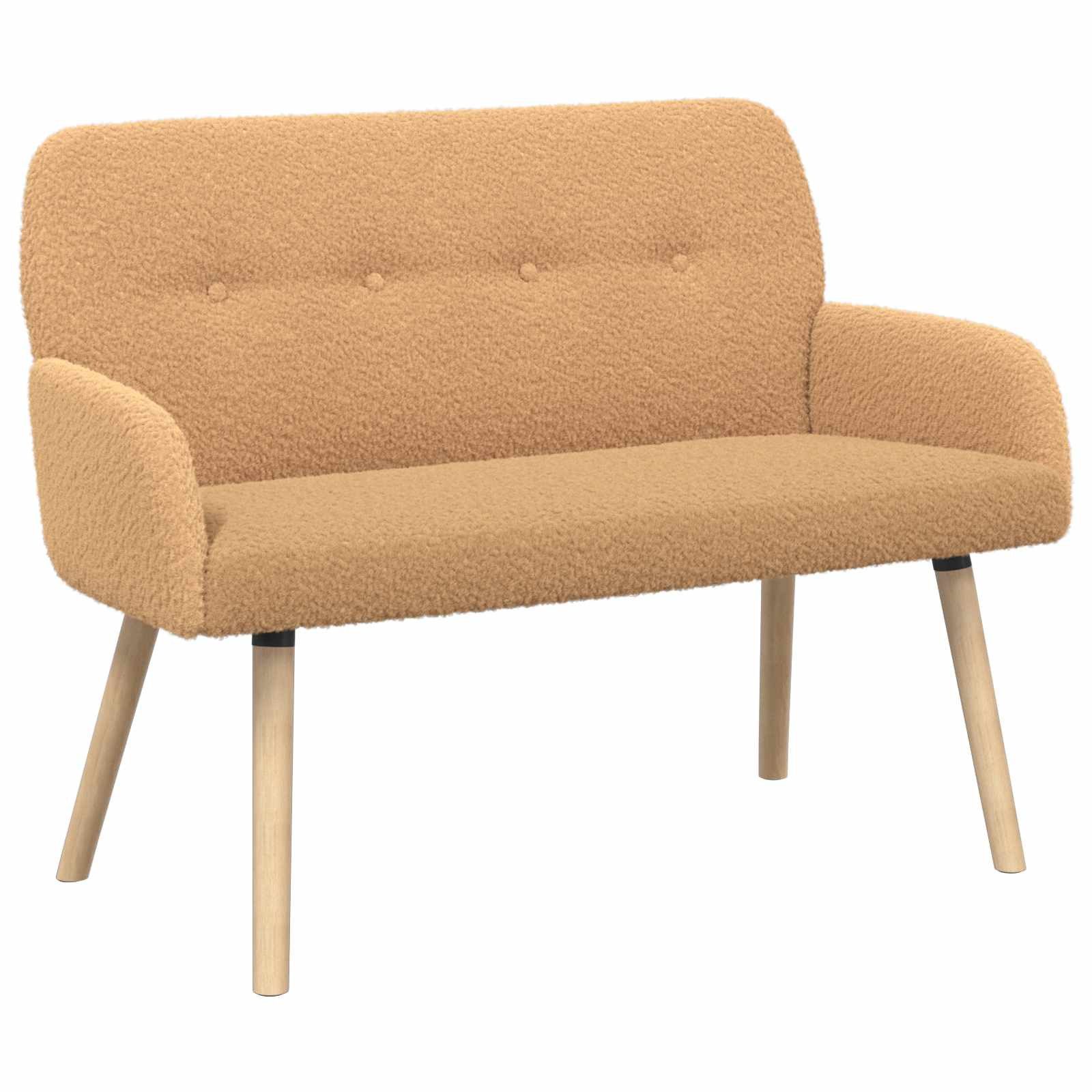 vidaXL Sofa 2-Sitzer Sofa mit Massivholzbeinen Beige Bouclé, 1 Teile, 2-Sitzer Sofa mit Massivholzbeinen Beige Bouclé