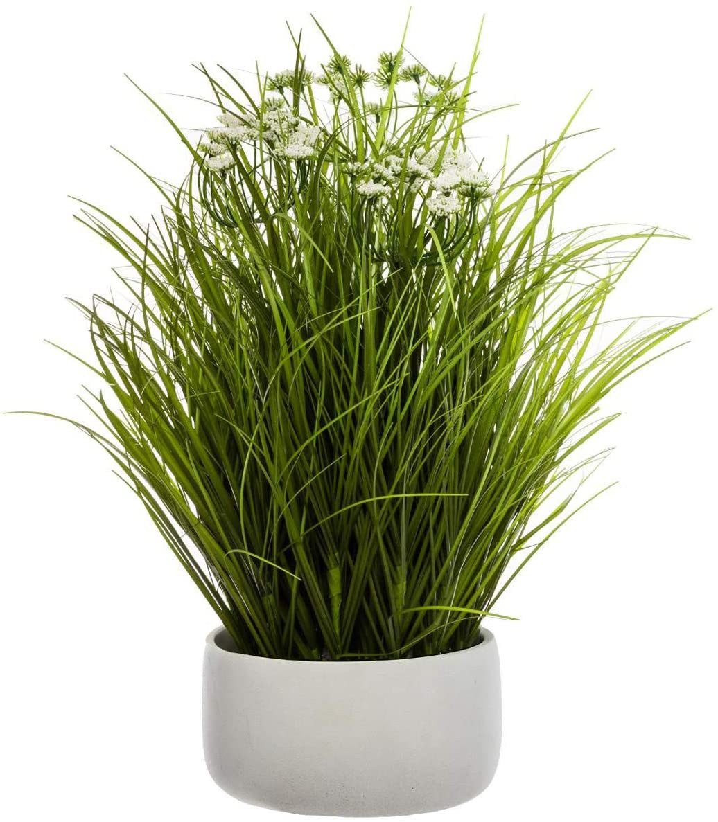 Kunstpflanze Kunstblume, Grass, 40 cm, weißer Topf Zimmerpflanze, Atmosphera Créateur d'intérieur, Höhe 50 cm