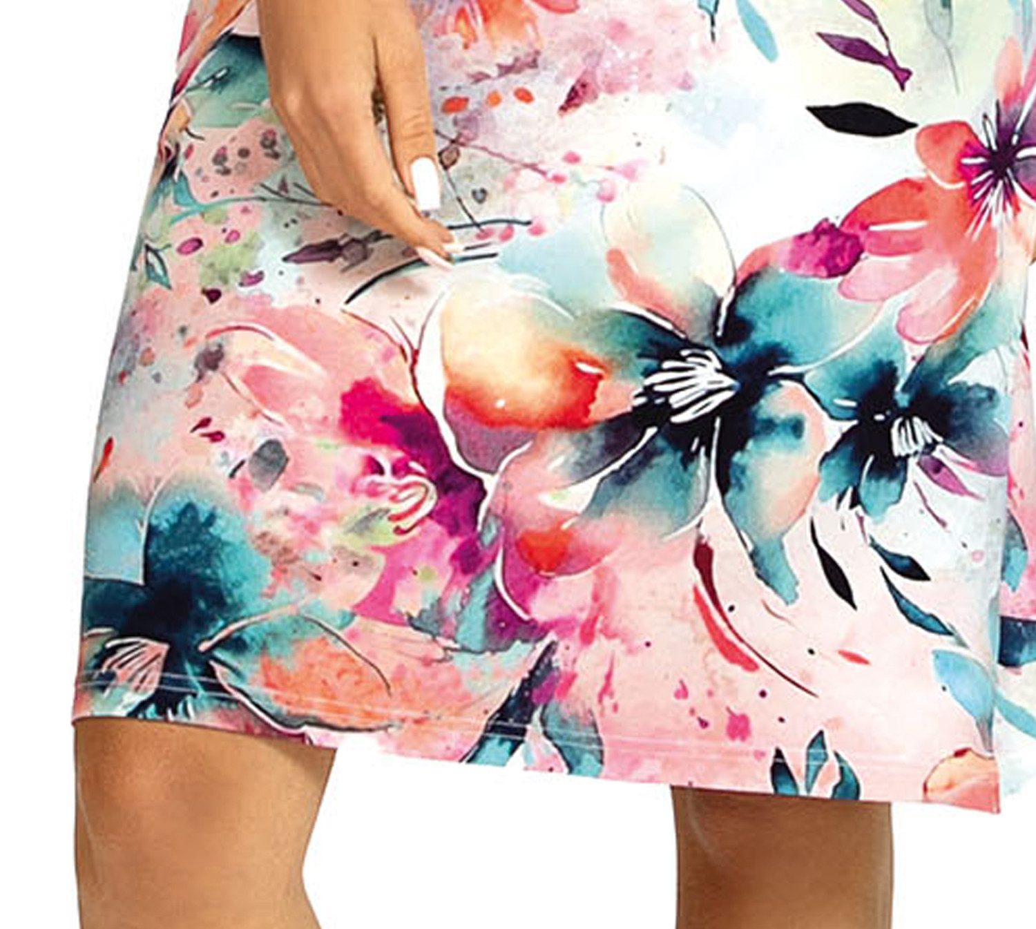 Ascafa Strandkleid Beach (Packung, 1-tlg., 1-teilig) Damen 100cm Sommerkleid tropischer Blumenprint Strandmode