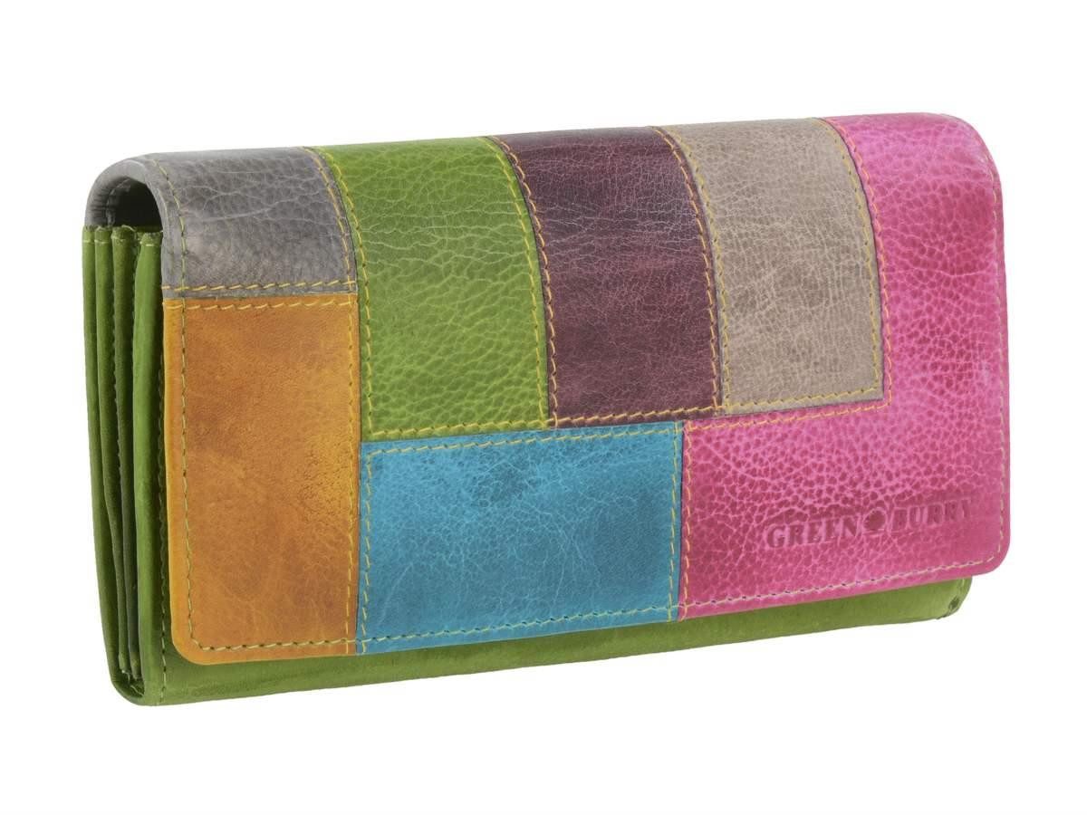 Greenburry Geldbörse "Candy Shop" Leder Damenportemonnaie, Damenbörse bunt, Portemonnaie, 9 Kartenfächer, 18x9cm, buntes Muster