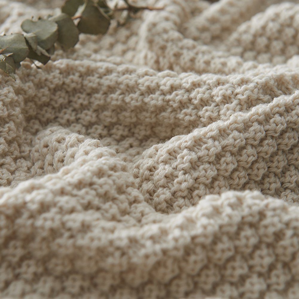 Rosnek Tagesdecke Vintage Quasten, gestrickt, warm weich, für Sofa Baby Decke, 110x150/137x170cm; Warm Weich