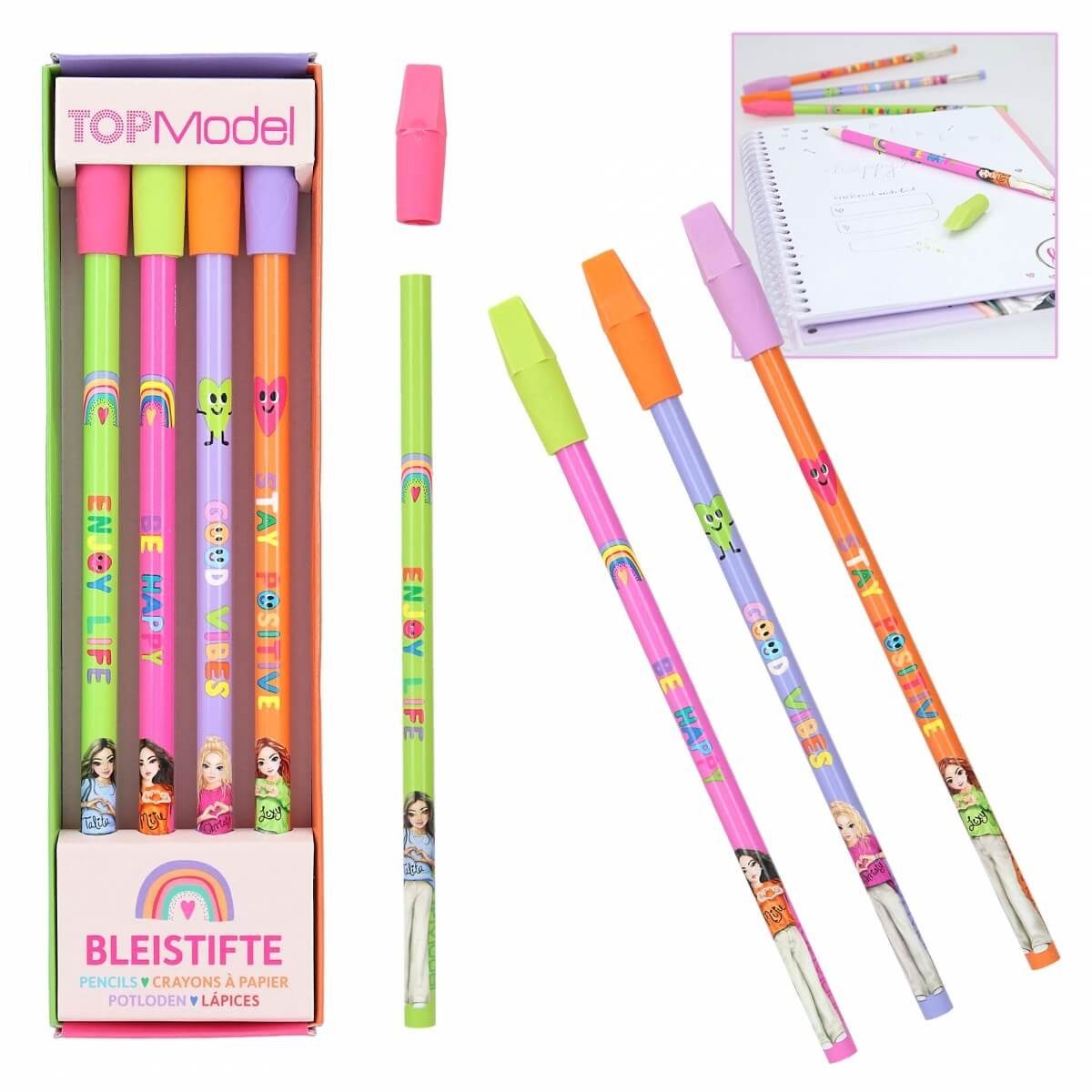 mit Depesche Bleistift Radier-Topper SELFLOVE TOPModel Bleistift-Set