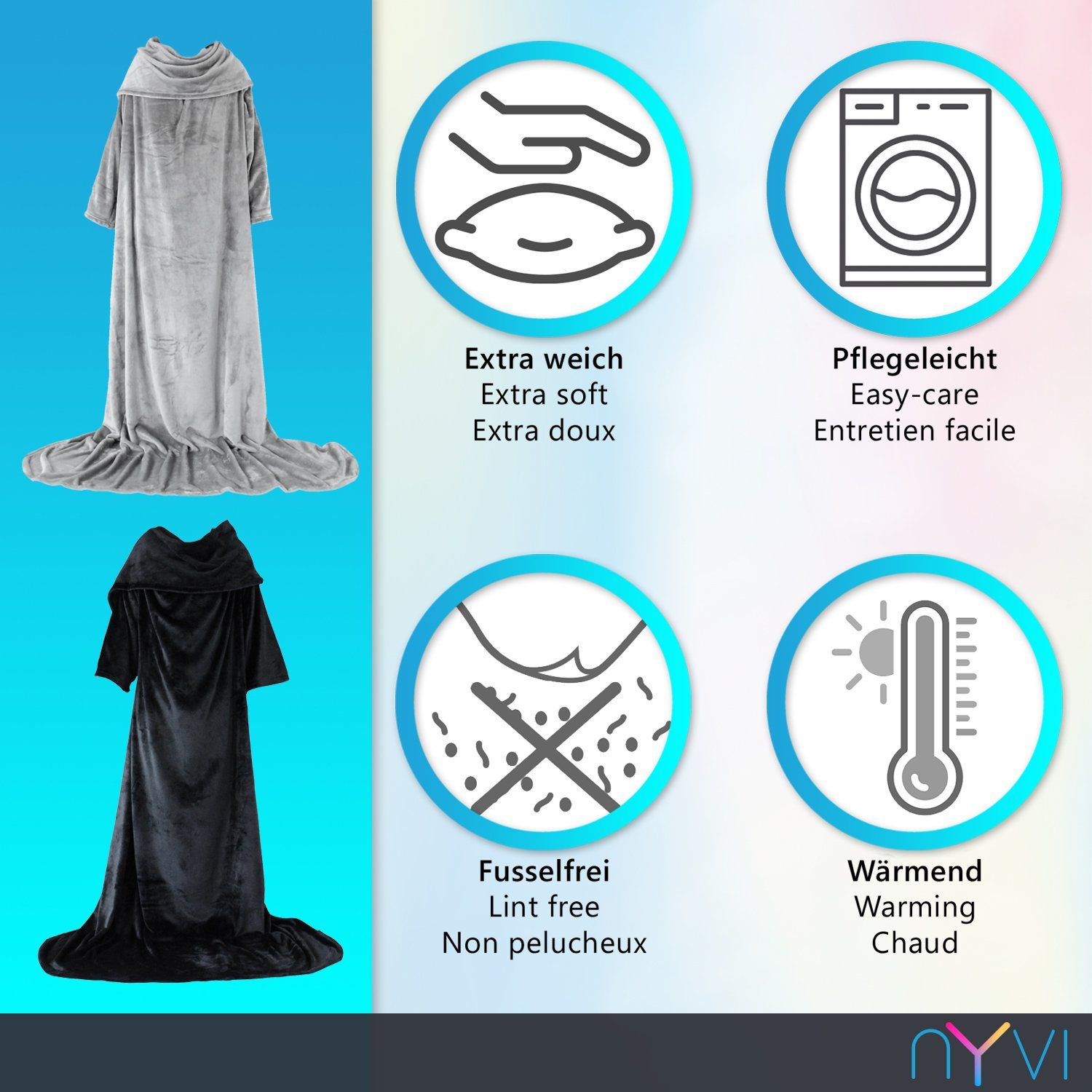 Wohndecke Ärmeldecke CozyWear XXL 150x240 cm - Luxus TV Decke mit Ärmeln, N günstig online kaufen