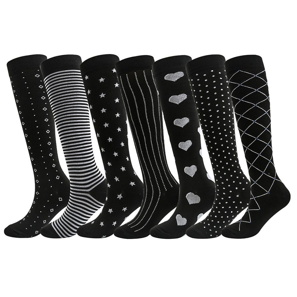 Fivejoy Kompressionsstrümpfe 7 Paar elastische Damenstrumpfhosen und elastische Sportstützsocken (1-Paar)