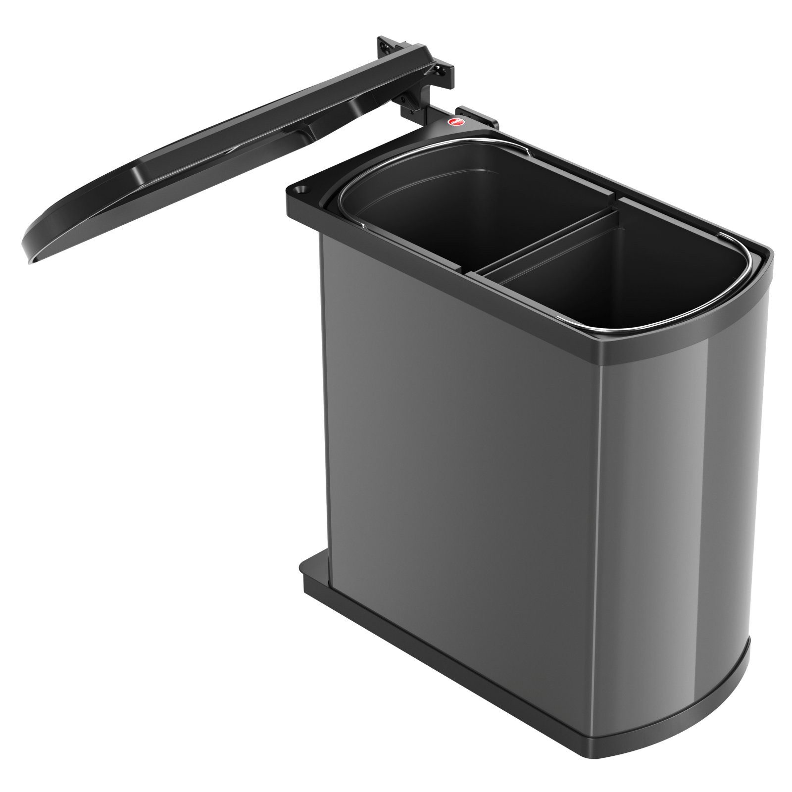 Hailo Mülleimer AS Duo 8/8 Einbau-Abfallsammler 16 Liter 3416071, schwenkbar, für Unterschrank ab 45 cm, Automatischer Deckel