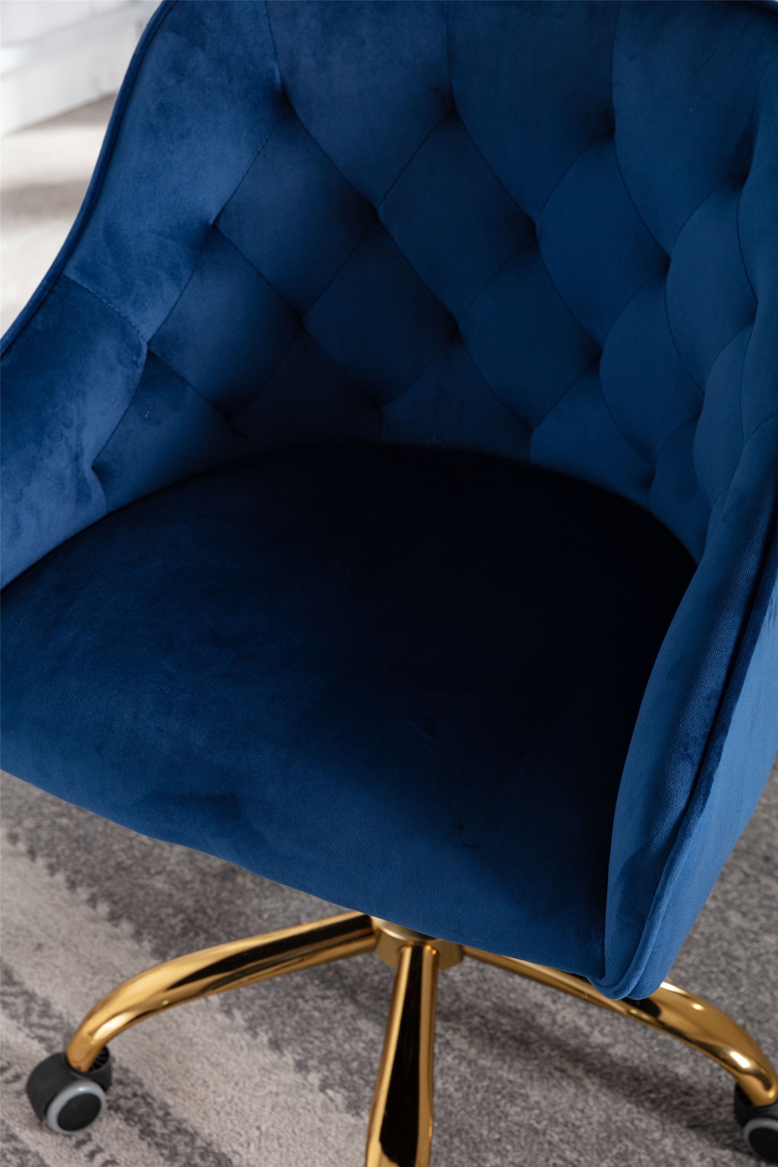 Blau drehbar Drehstuhl Samt Odikalo Bürostuhl Schminkstuhl mehrerer Farbe Schreibtischstuhl