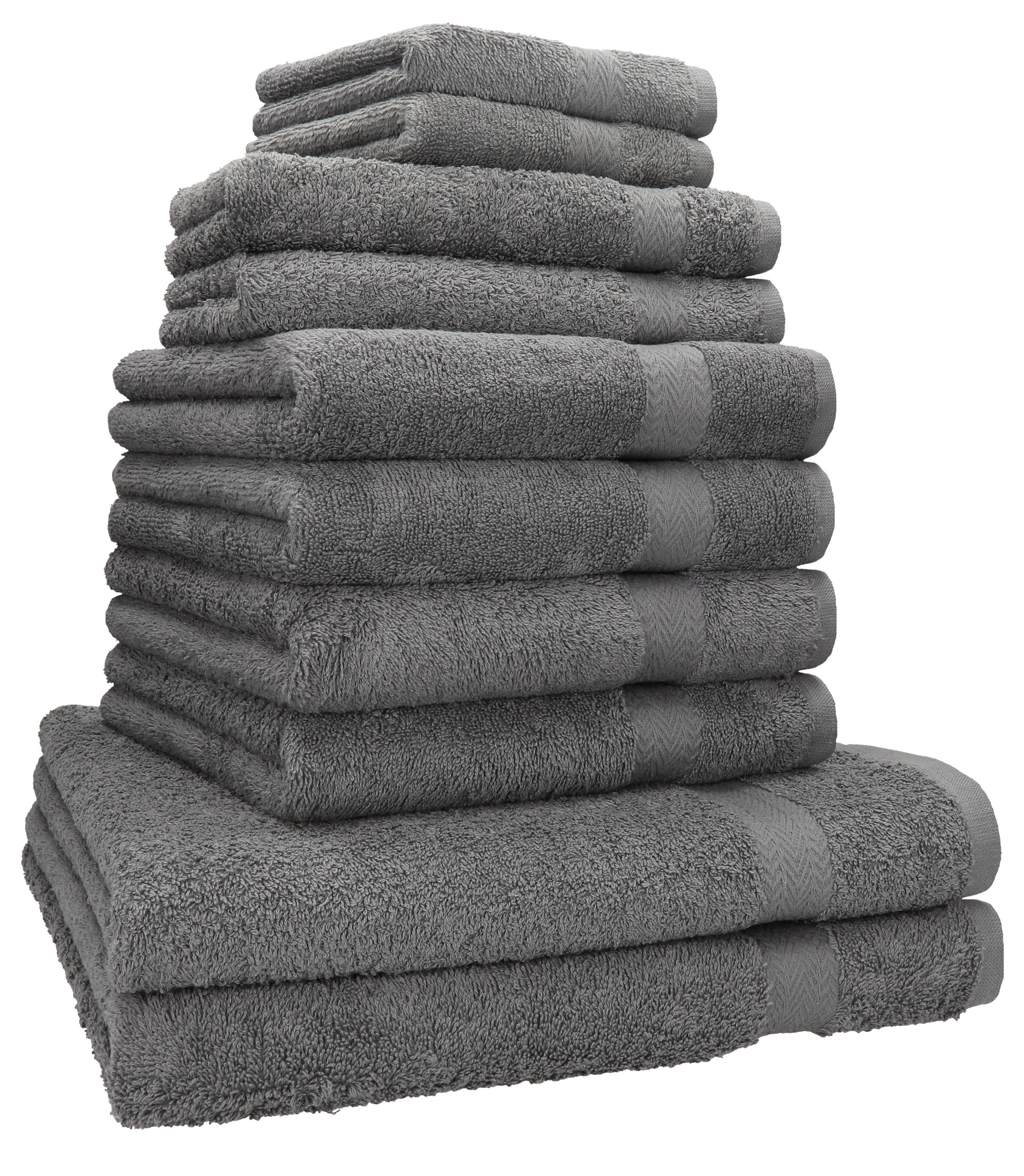 Classic Handtuch-Set Baumwolle (10-tlg) Gästetücher Handtuch 10-TLG. Set 2 Duschtücher 100% 4 100% Baumwolle, Seiftücher, Betz anthrazit Handtücher 2 2