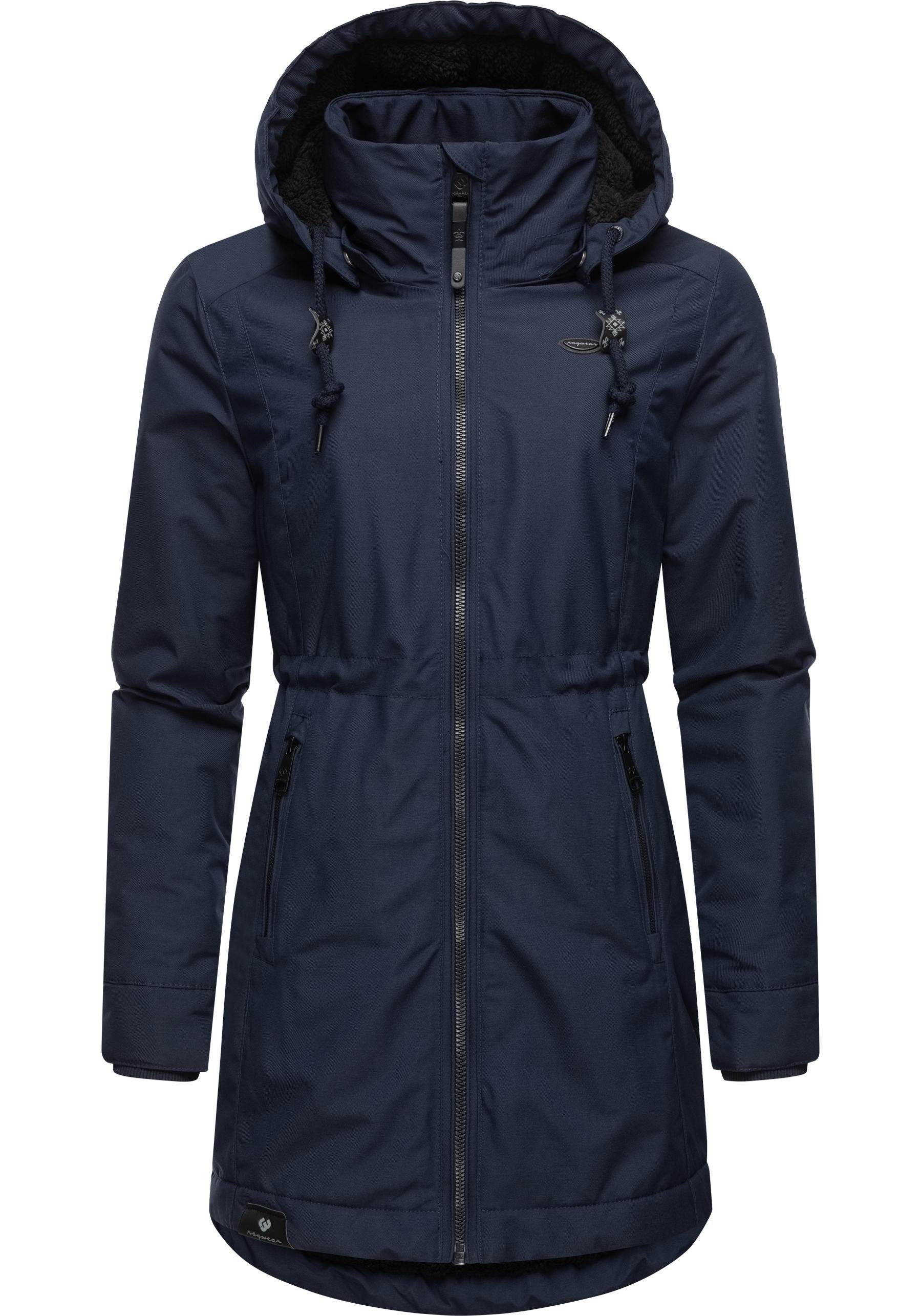 Winterjacke mit navy Wasserdichter Innenfutter Winterparka Ragwear Dakkota Teddyfleece