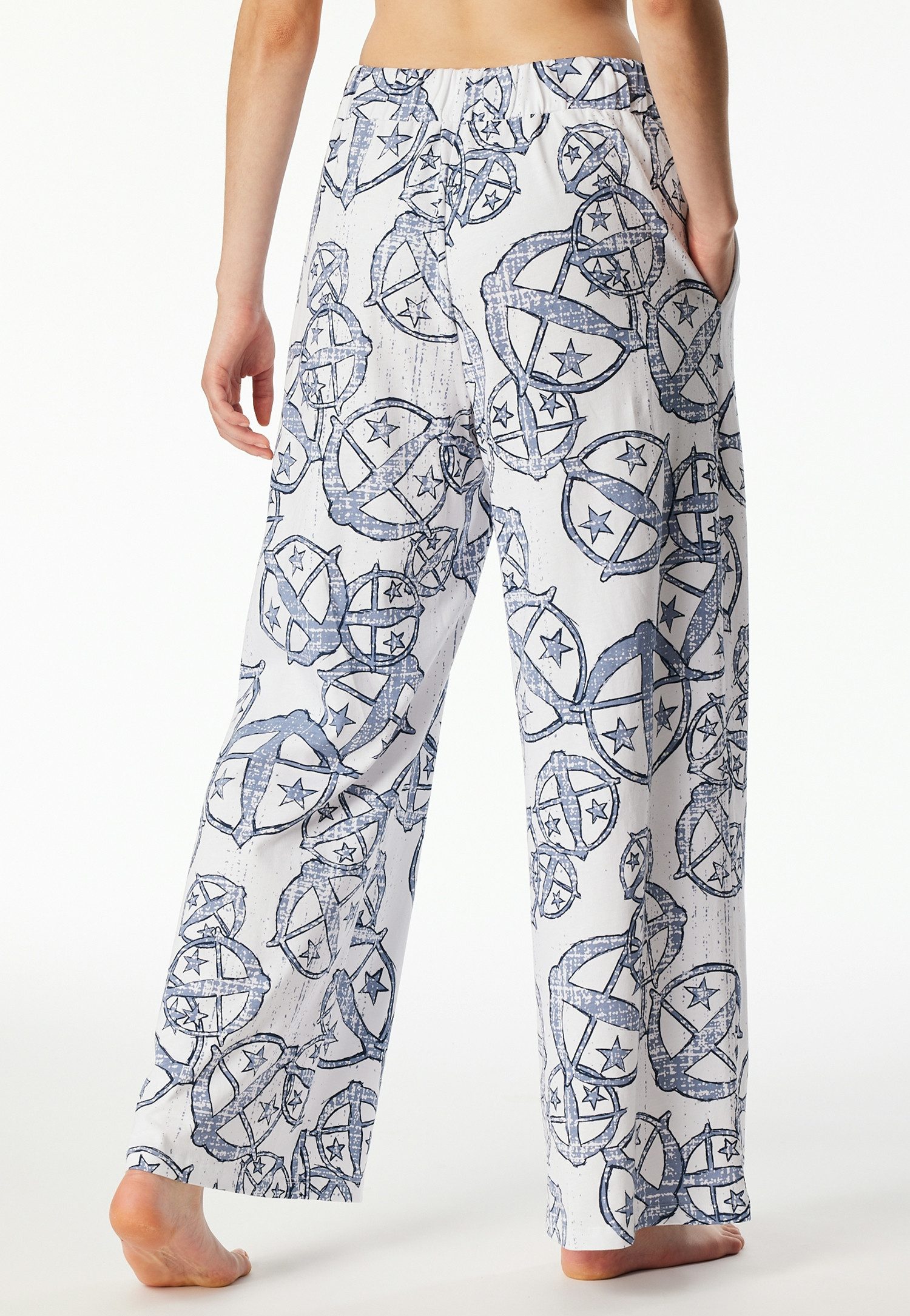 Schiesser Pyjamahose Mix + Relax seitliche Taschen, weites Bein, Baumwolle, Bindekordel