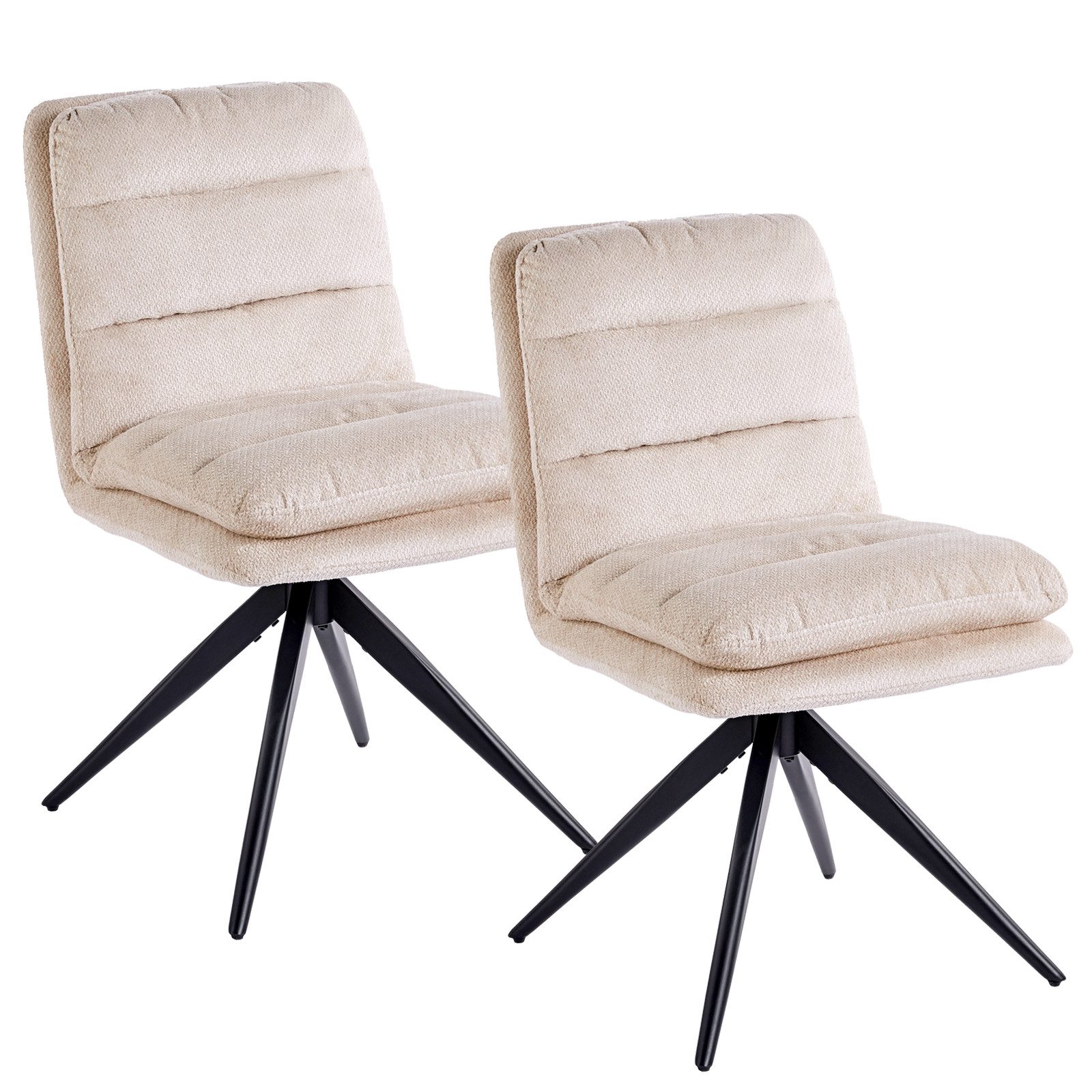 DITAIX Polsterstuhl 360° Drehstuhl mit Rückkehrfunktion für das Esszimmer, Wohnzimmerstuhl (2 St), Leinenstoff Sitzmöbel mit stabilem Metallrahmen