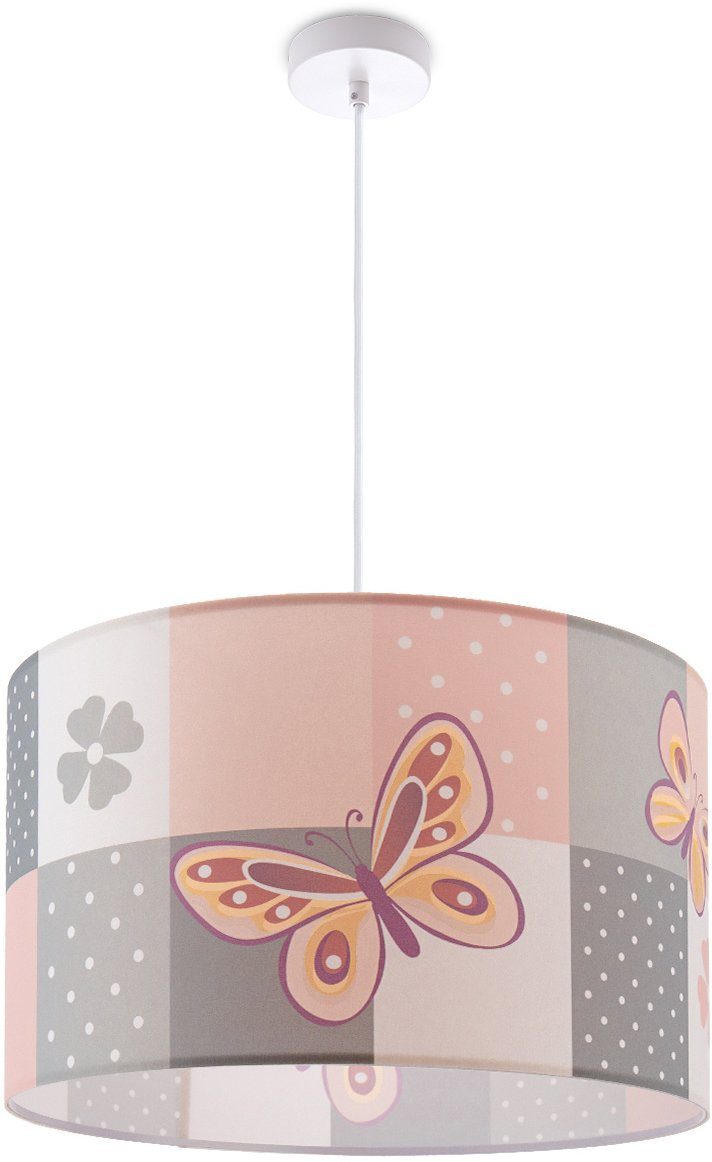 Schmetterling Paco E27 Kinderzimmer Lampe Deckenlampe Karo 220, Leuchtmittel, ohne Home Pendelleuchte Blumen Rosa Cosmo