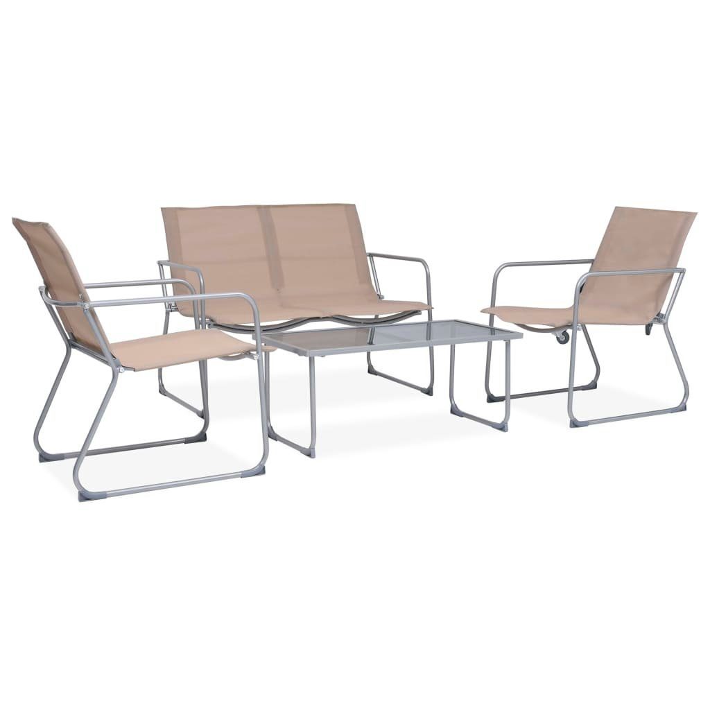 4-tlg. und Garten-Lounge-Set vidaXL Taupe, Stahl Gartenlounge-Set (4-tlg) Stoff