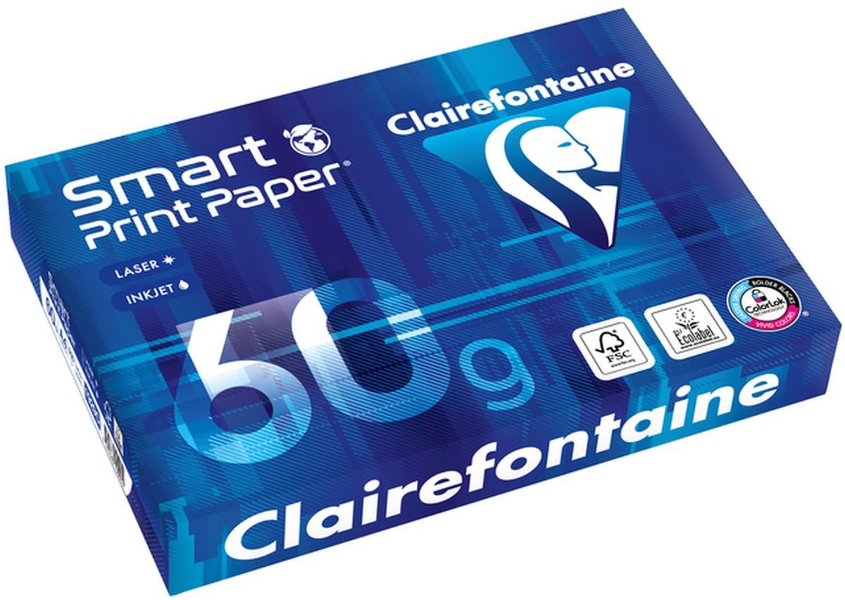 CLAIREFONTAINE Kopierpapier Kopierpapier A4 Clairmail smart 60g/qm weiß VE=500 Blatt (5 Stück)