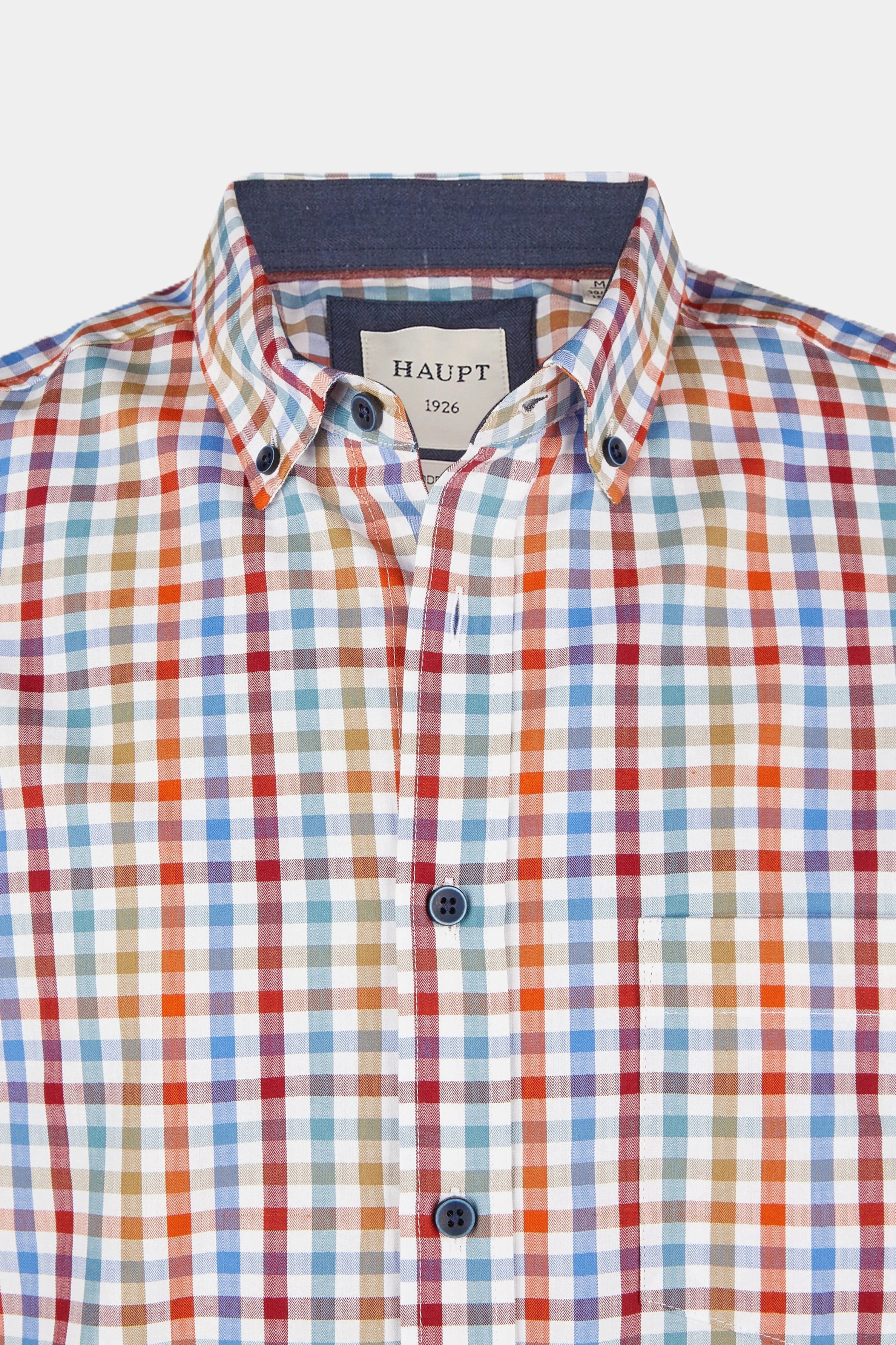 Haupt Langarmhemd Haupt Popelin Modern Fit Langarm Herrenhemd mit kariertem Muster in