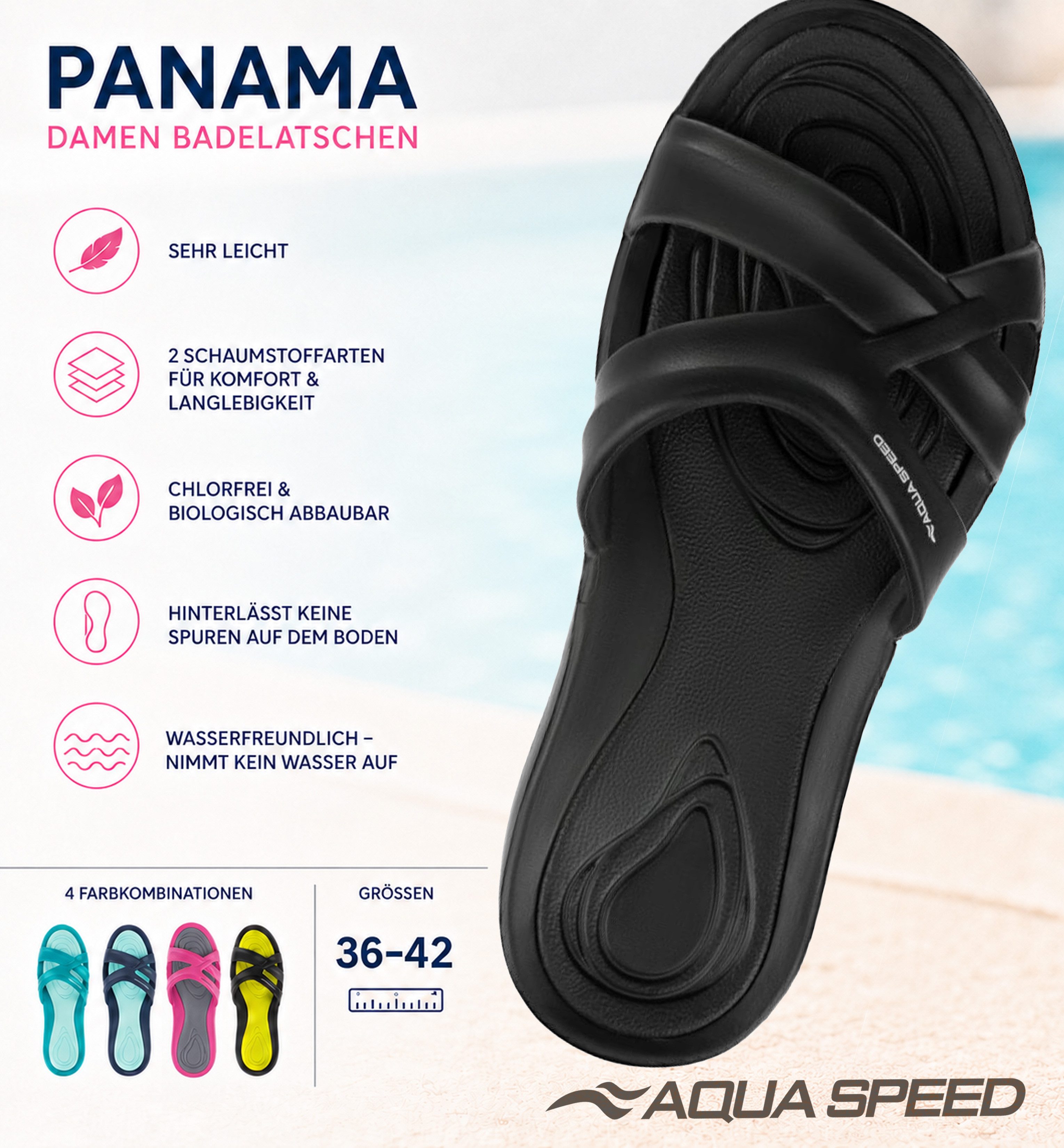 Aqua Speed Wohlfühlschuhe für Frauen – Für Pool, Reise & Entspannung Gr. 39 Badepantolette (Mikrofaser-Slipper für Spa & Wellness – Komfort & Hygiene) Sanft zur Haut – Wellnessfeeling bei jedem Schritt