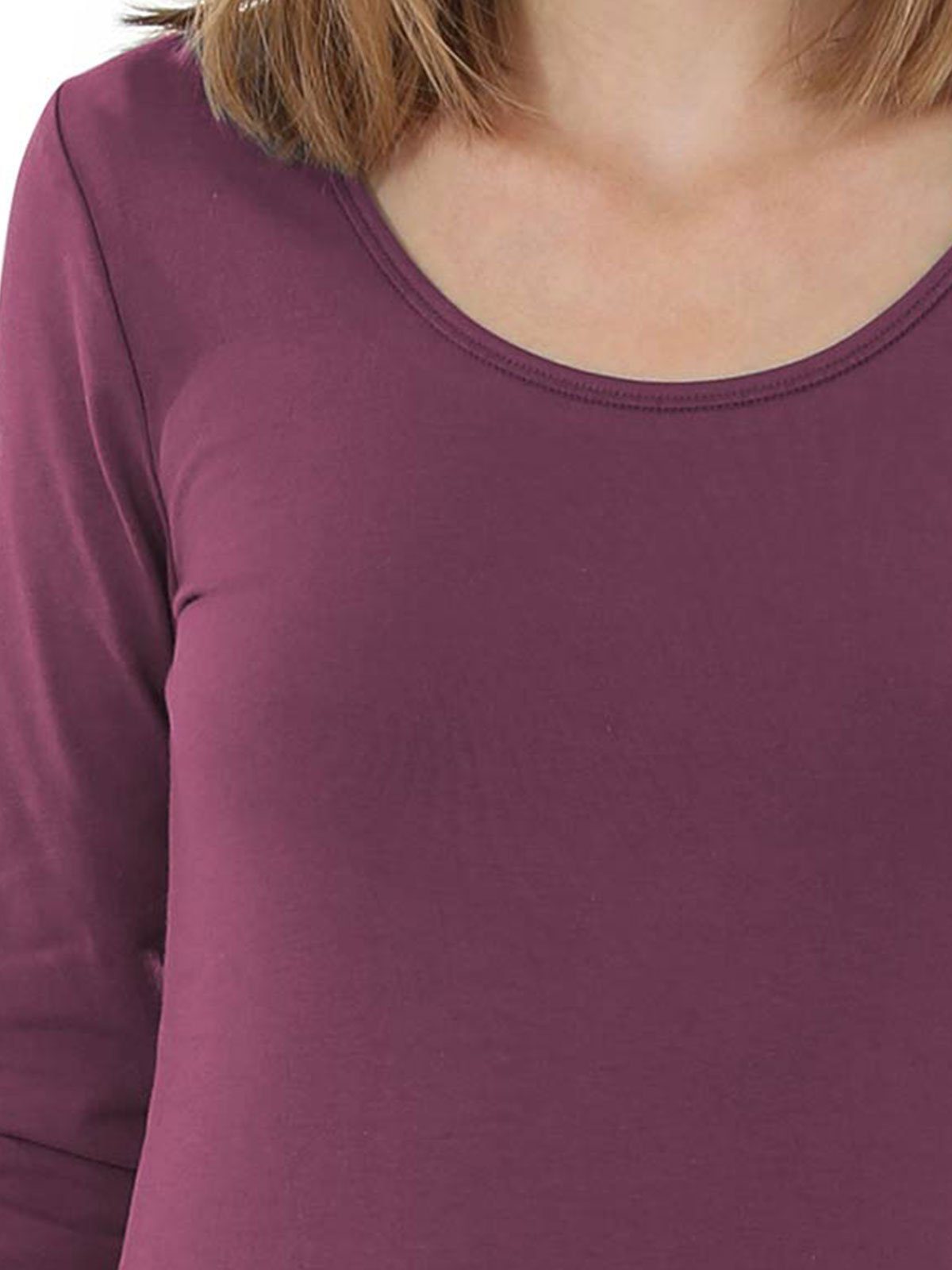 Unterhemd Damen Baumwoll Langarm brombeer COMAZO 1-St) Shirt Vegan (Stück,