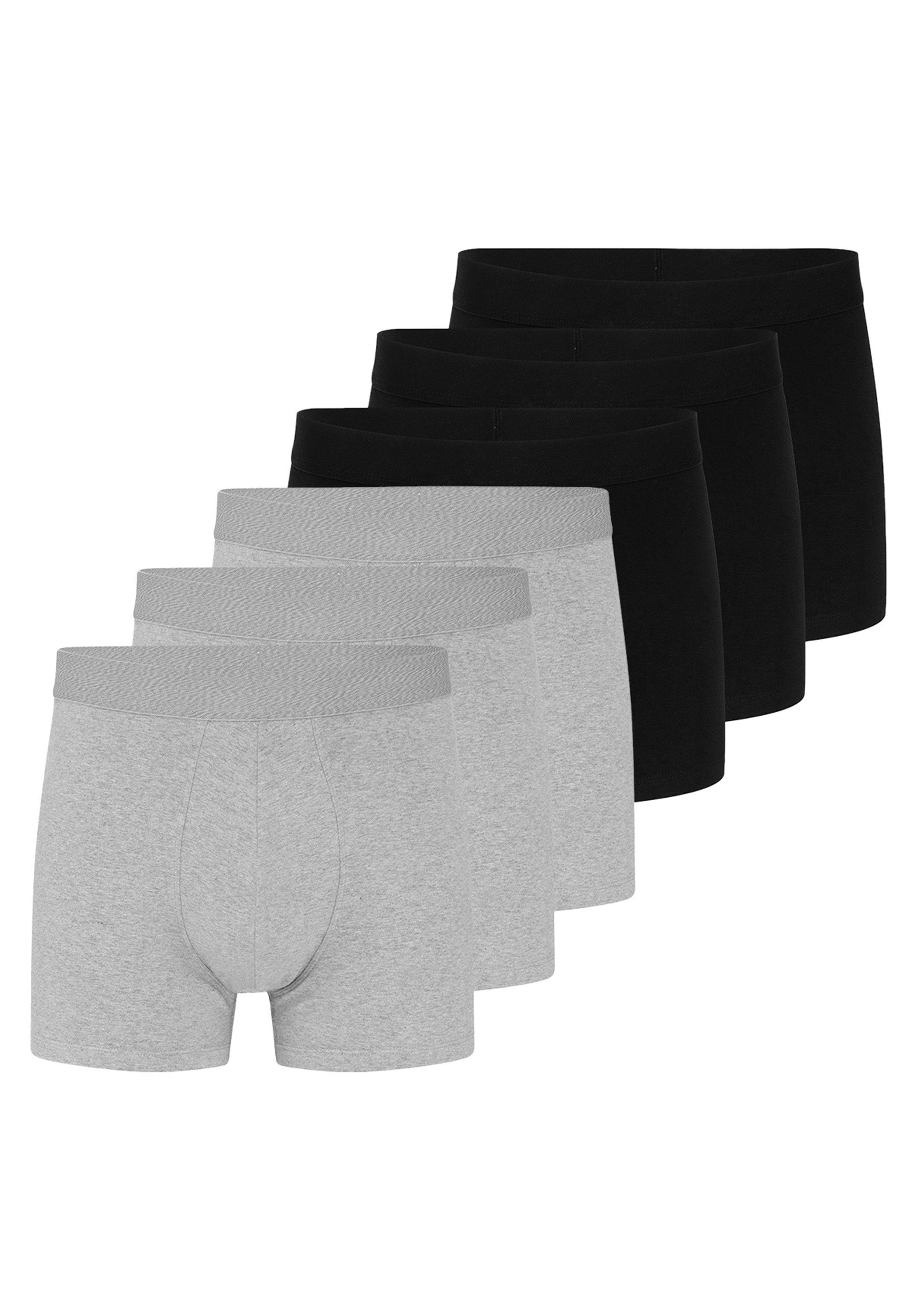Almonu Retro Boxer 6er Pack Organic Cotton (Spar-Set, 6-St) Retro Short / Pant - Baumwolle - Ohne Eingriff - Atmungsaktiv Schwarz / Grau Melange